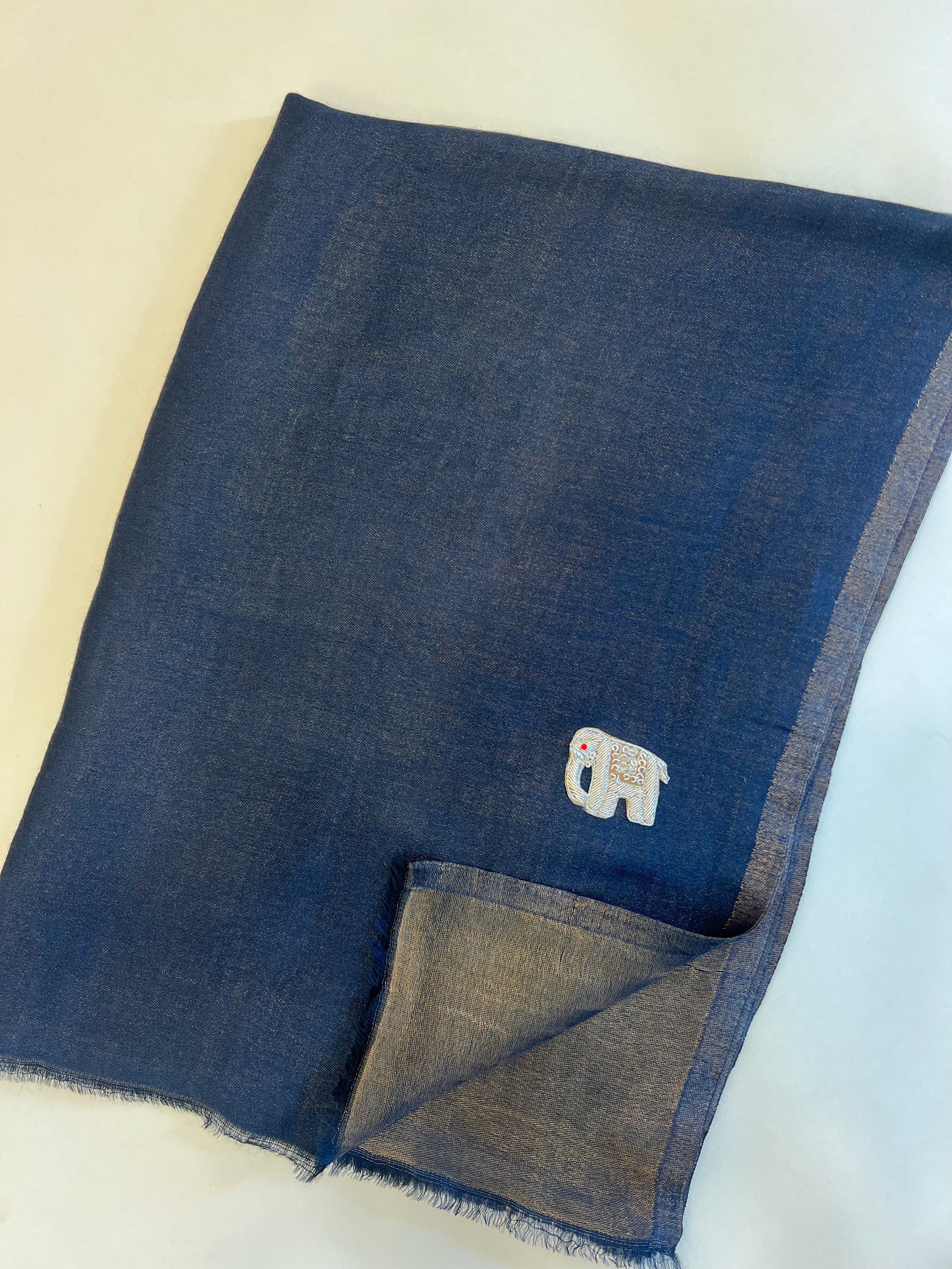 Moonlight zari stole with Elephant