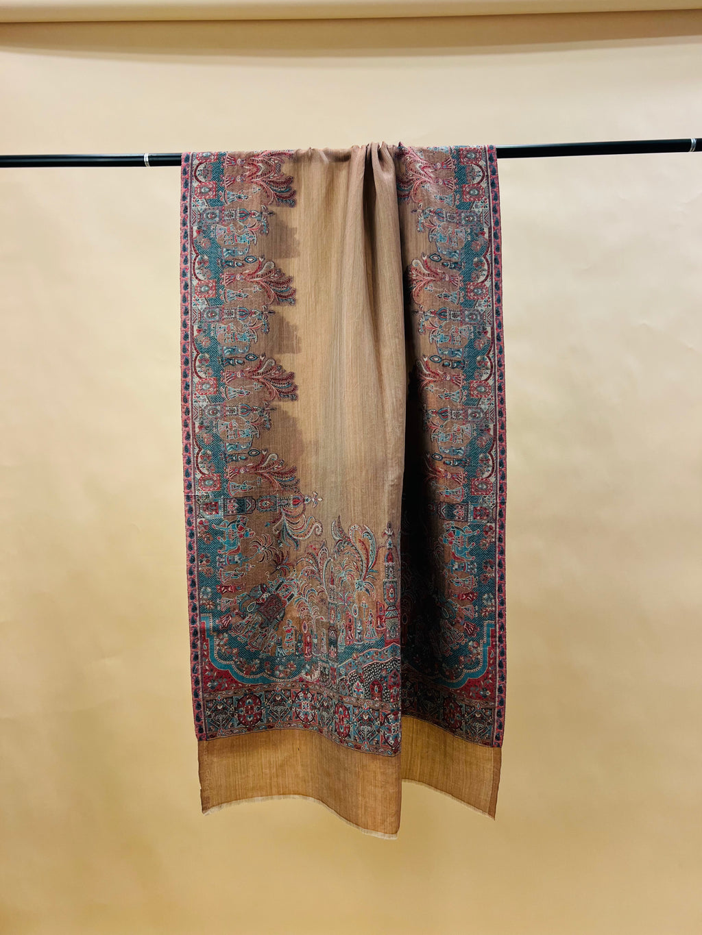 Rose Gold Moonlight Fine Wool Zari Stole