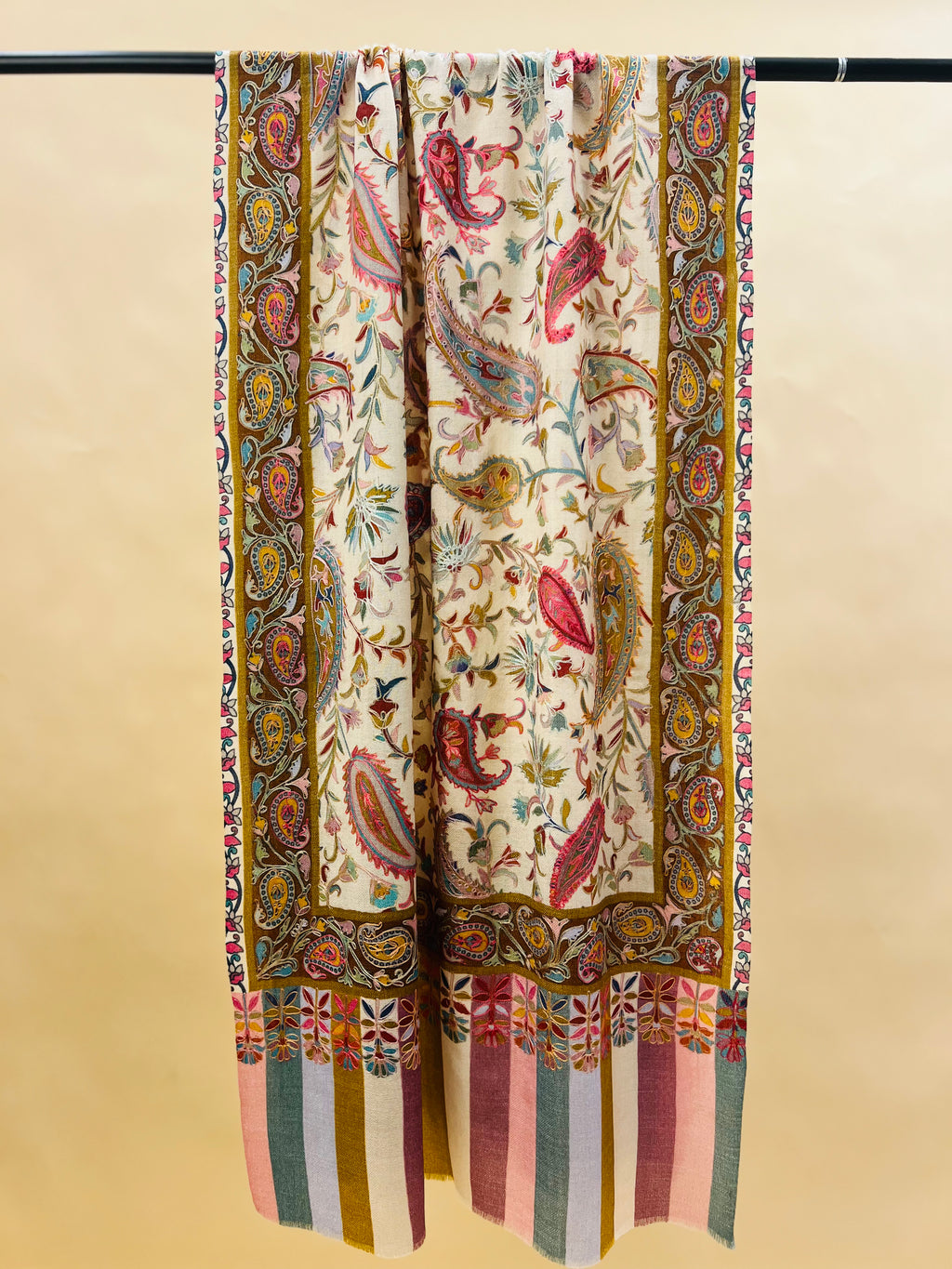 Kalamkari Embroidery Design, Multicolour Stole