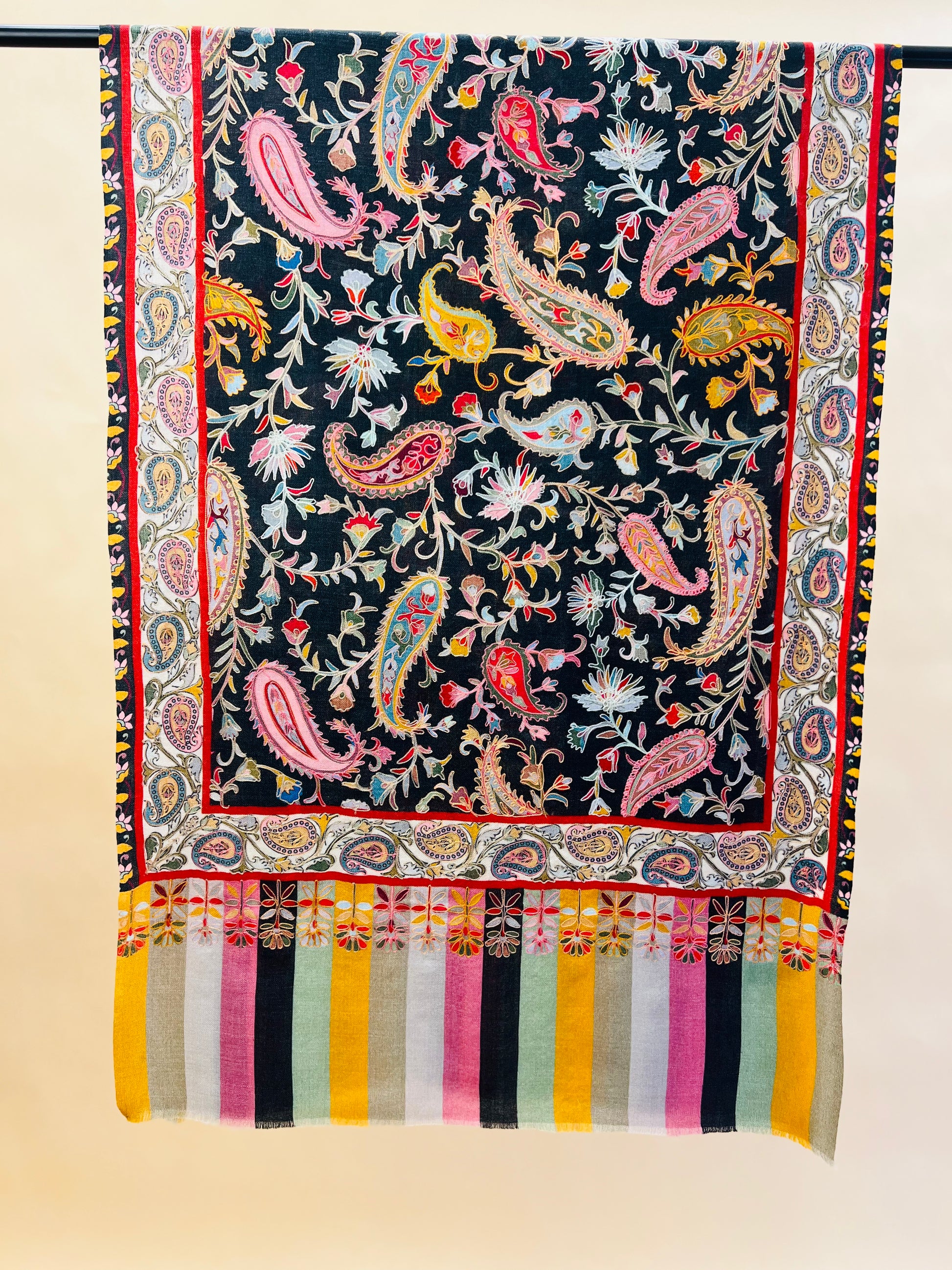 Kalamkari Embroidery Design, Multicolour Stole