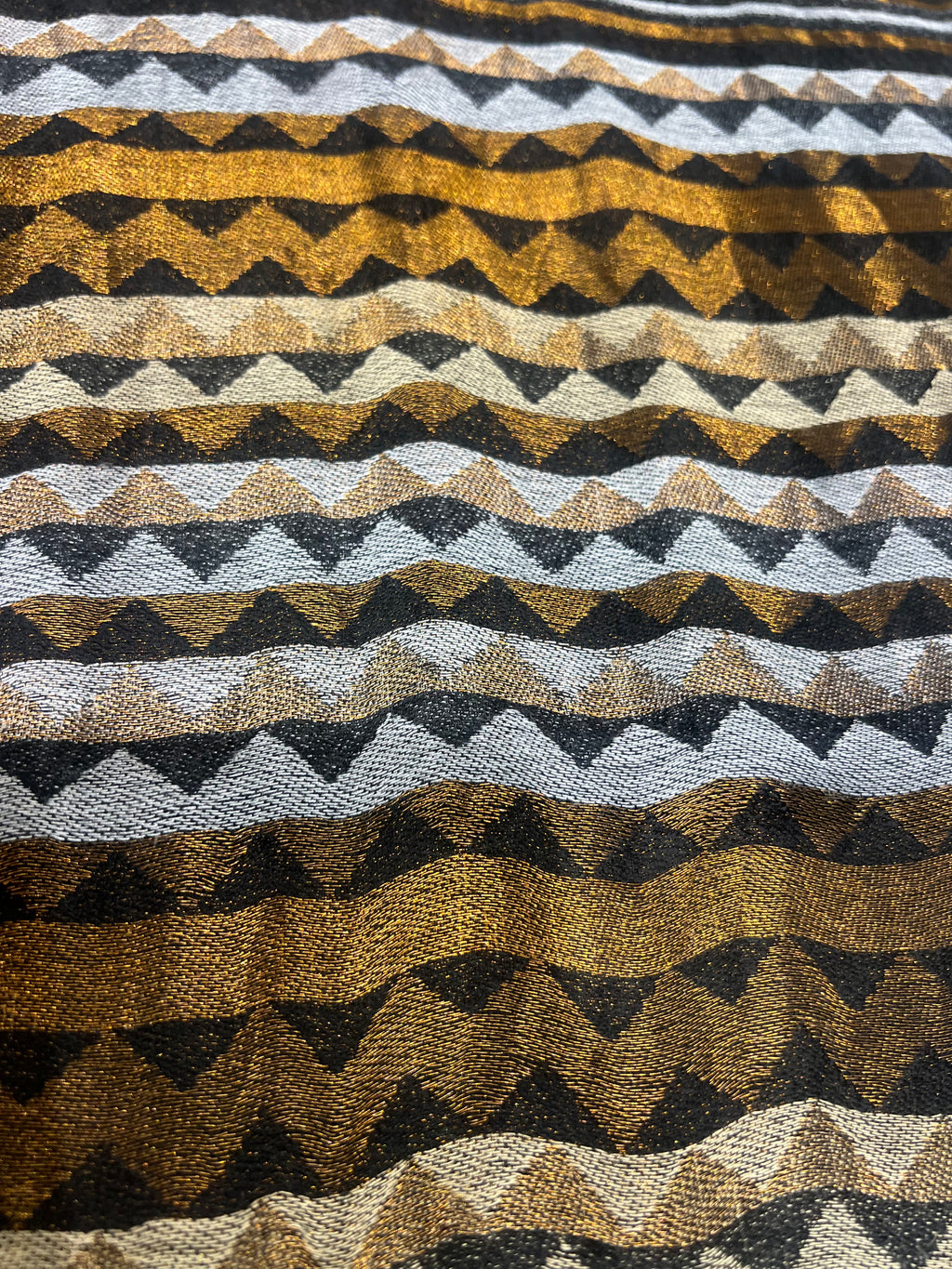 Fine Wool Stripe Zari Stole Black