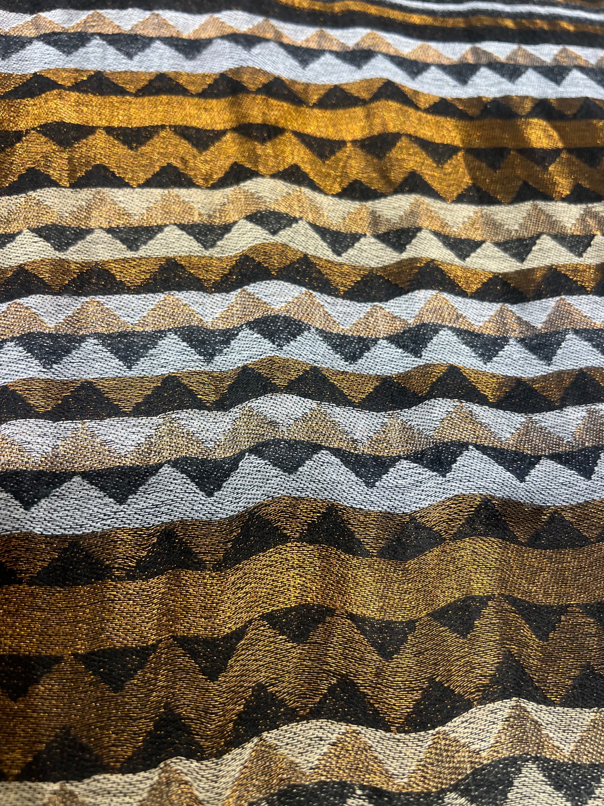 Fine Wool Stripe Zari Stole Black