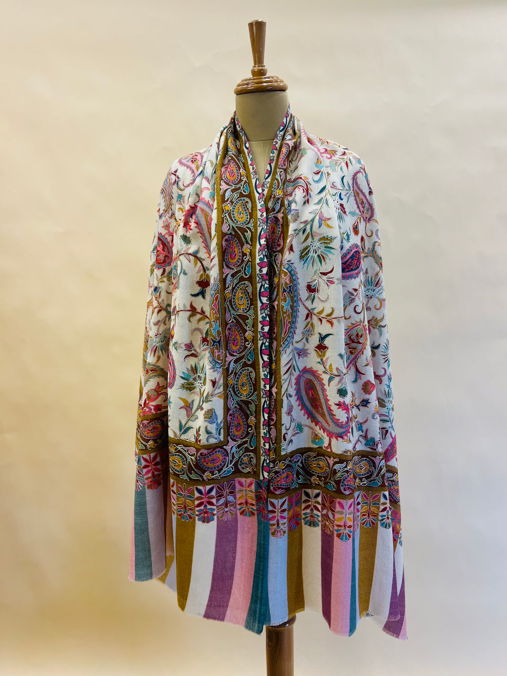 Kalamkari Embroidery Design, Multicolour Stole