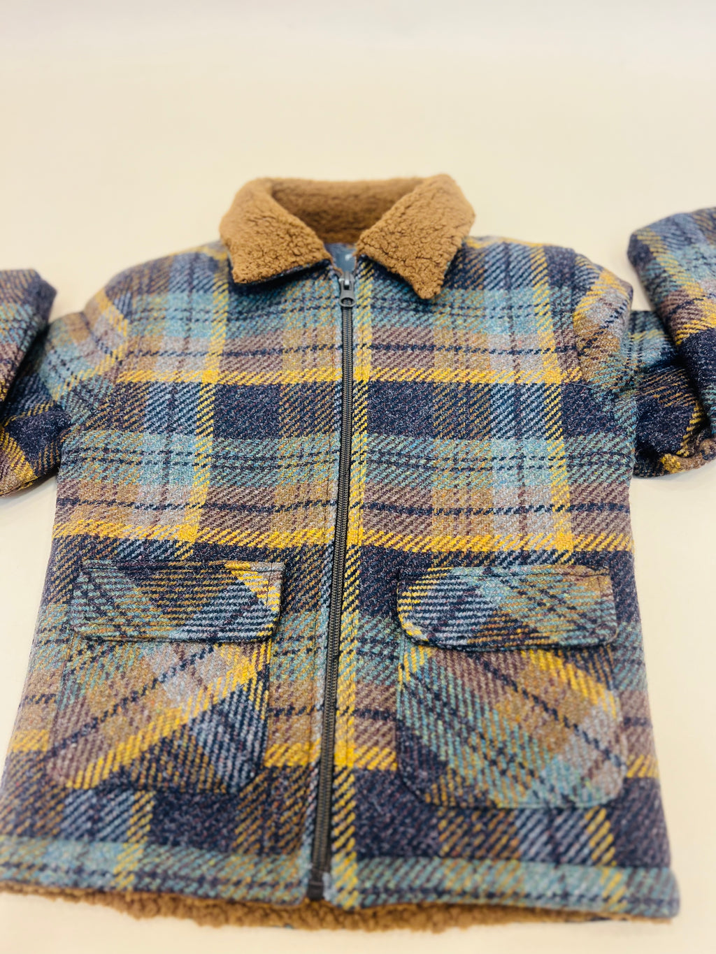Kids Jacket Tweed Fabric with Fur
