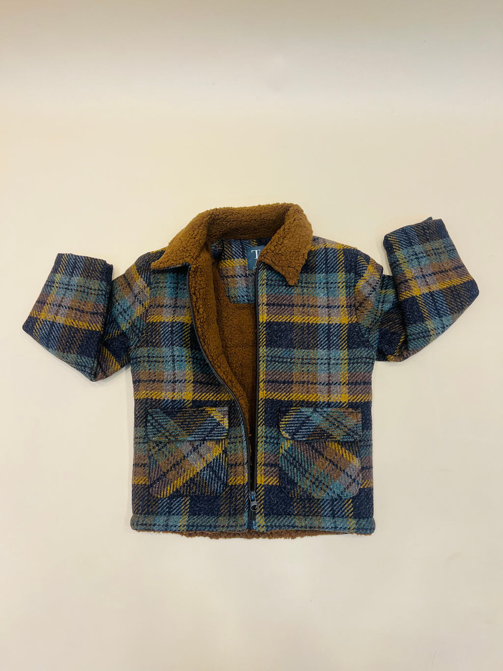 Kids Jacket Tweed Fabric with Fur