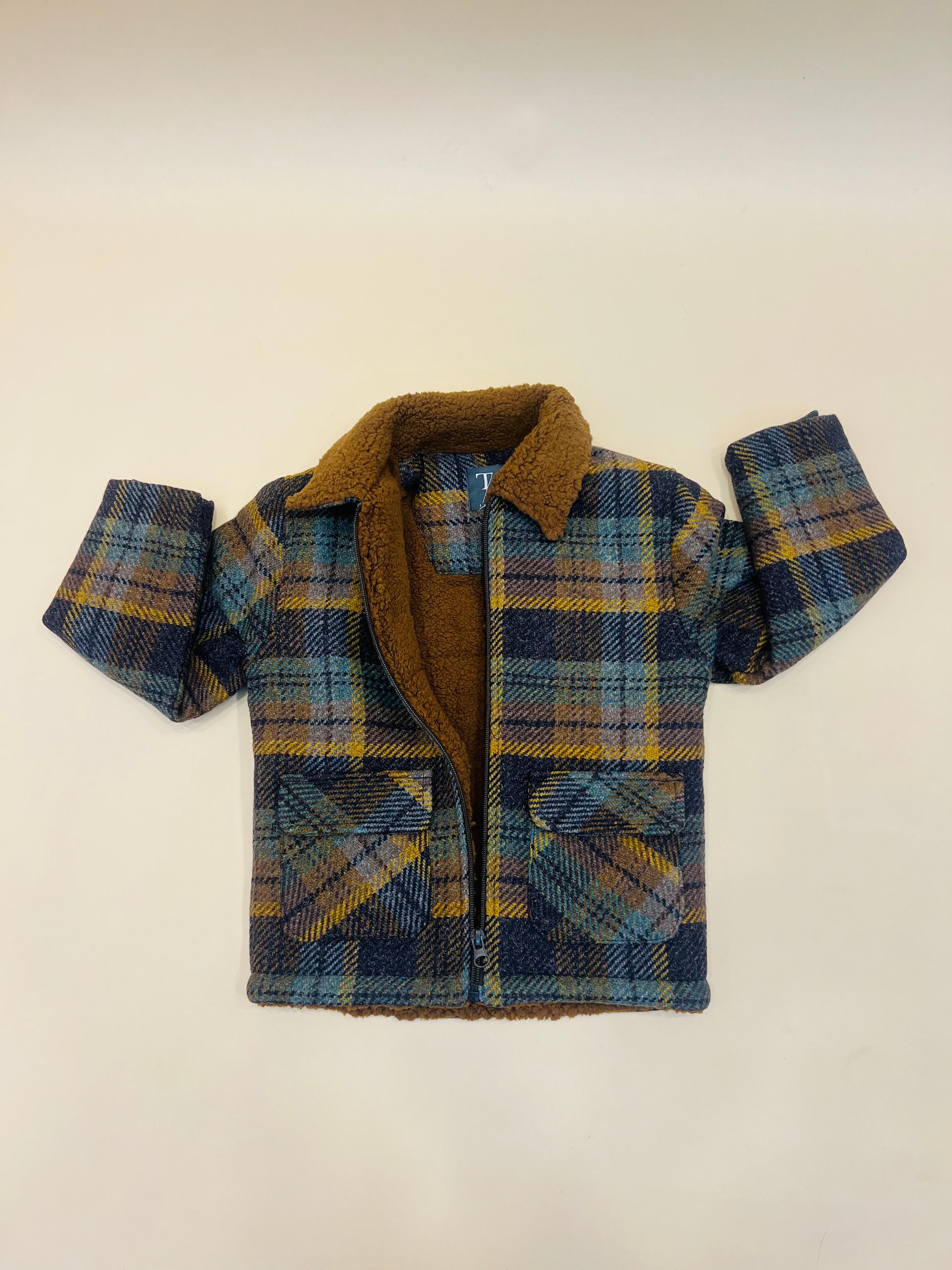 Kids Jacket Tweed Fabric with Fur