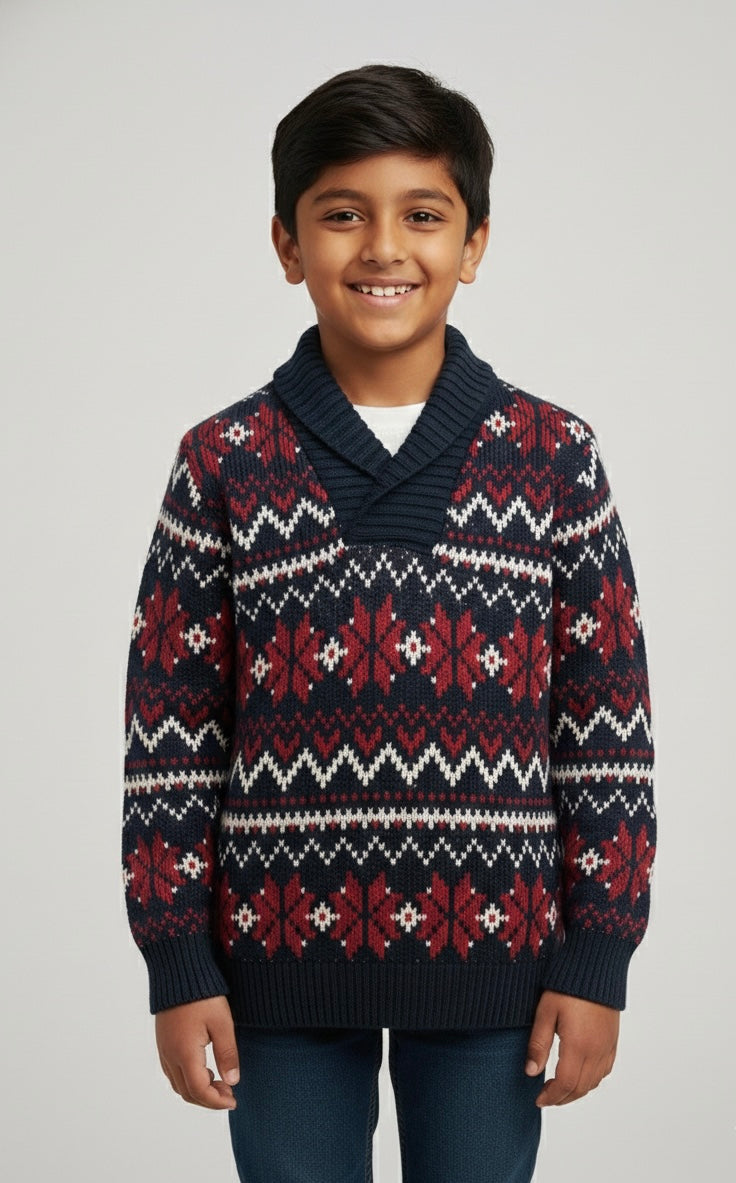 Shawl-Collar Sweater Knit for Kids