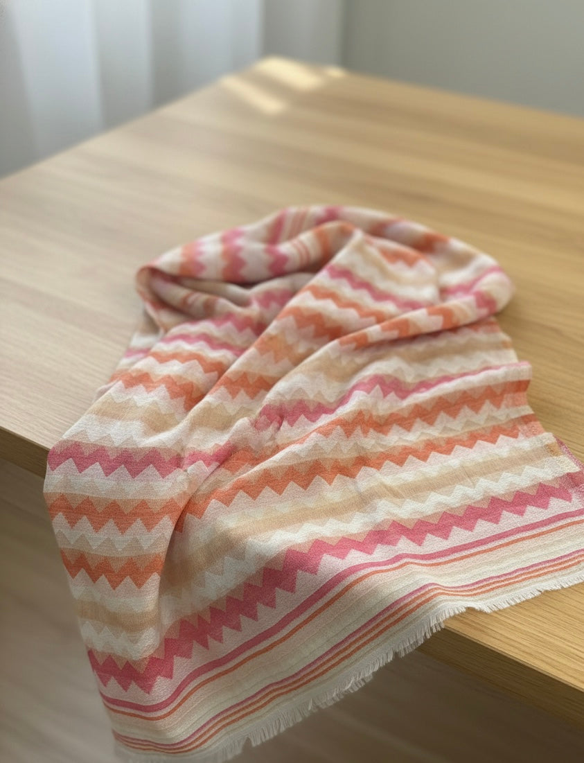 Fine Wool Stripe Zari Stole