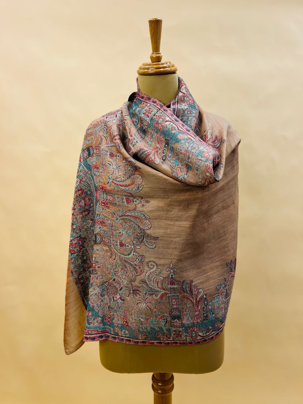 Rose Gold Moonlight Fine Wool Zari Stole