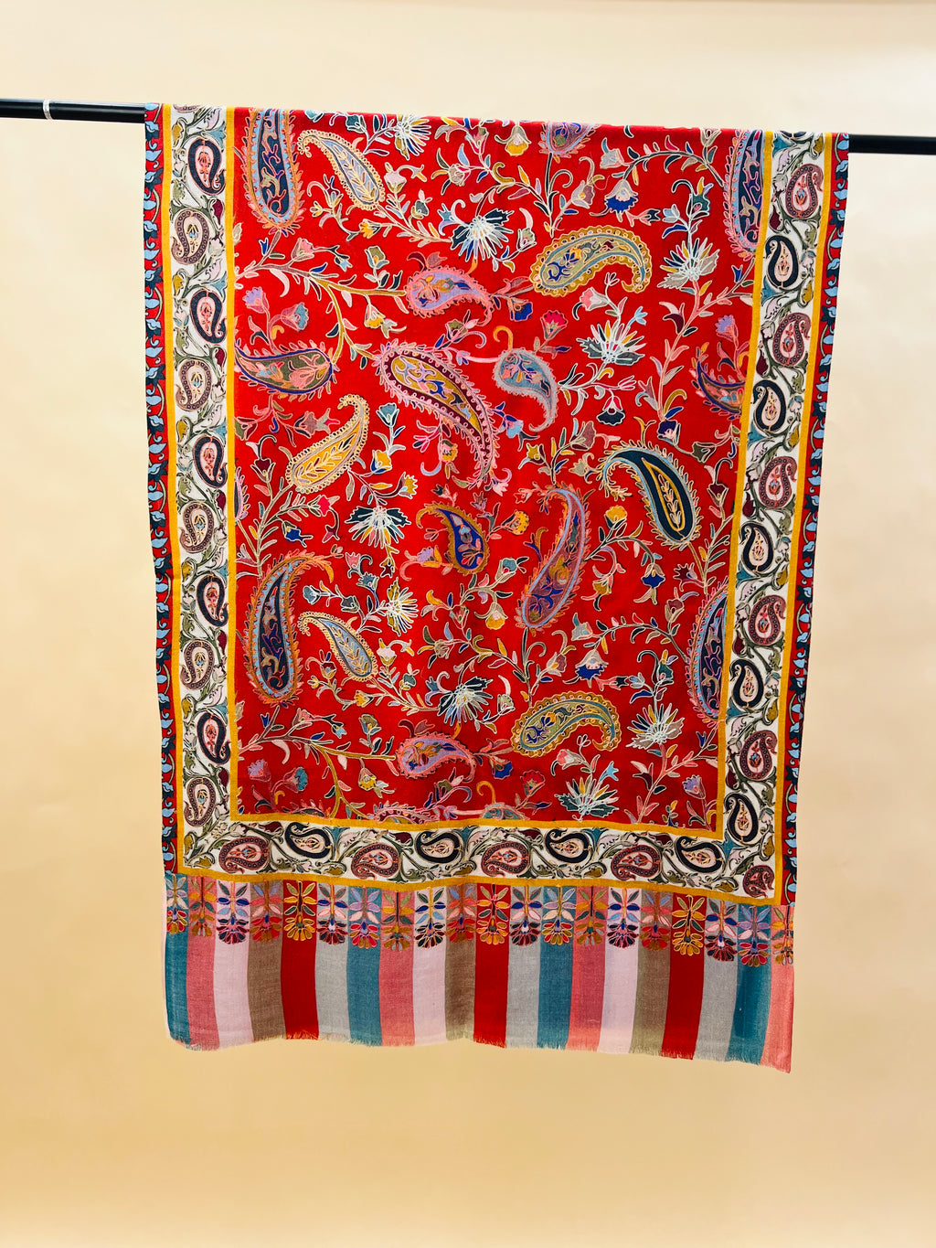 Kalamkari Embroidery Design, Multicolour Stole