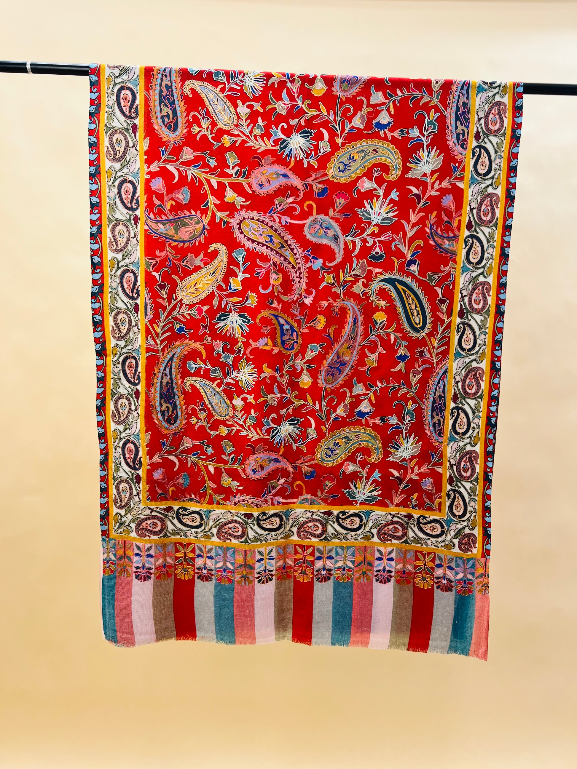 Kalamkari Embroidery Design, Multicolour Stole