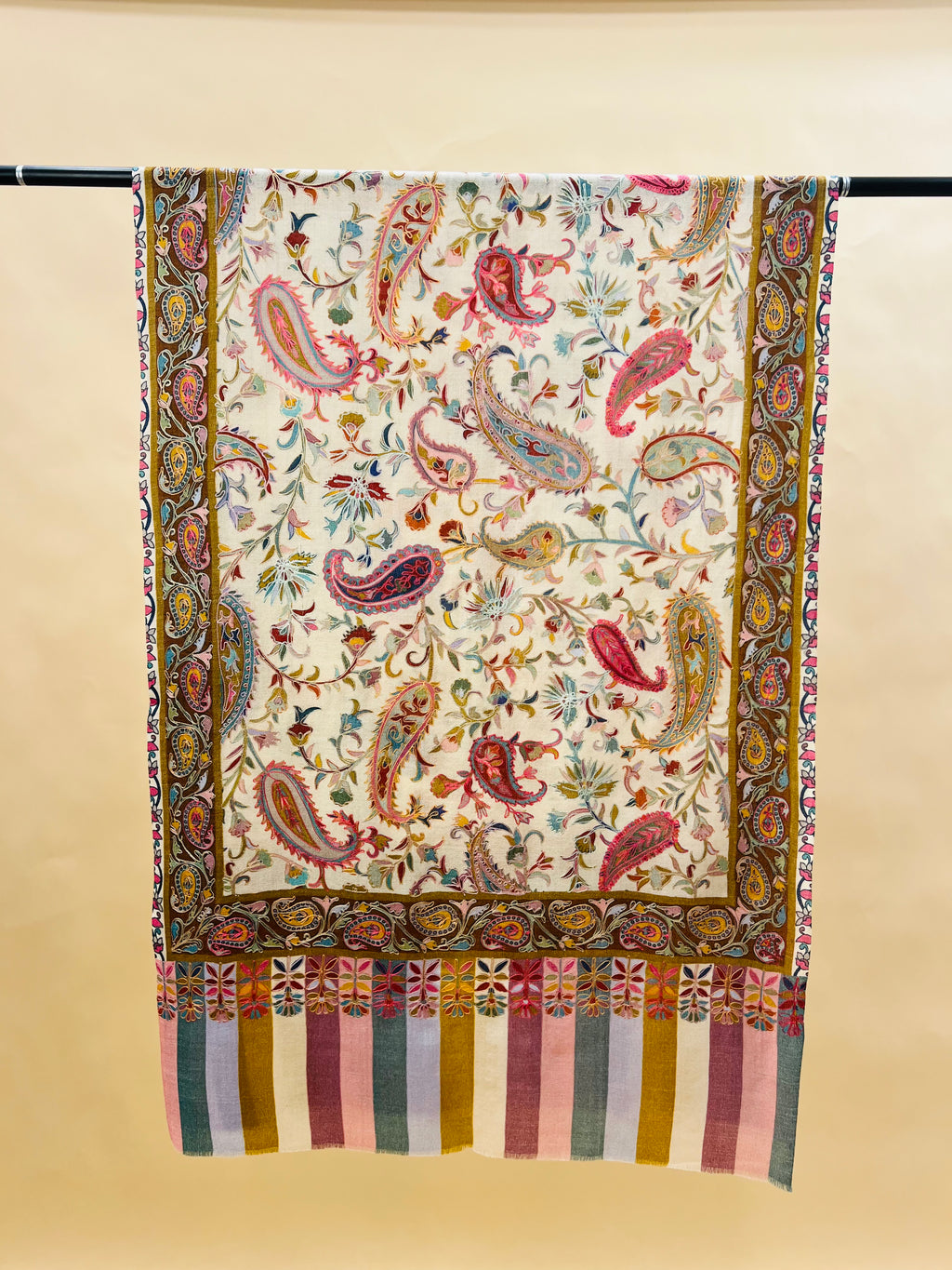 Kalamkari Embroidery Design, Multicolour Stole