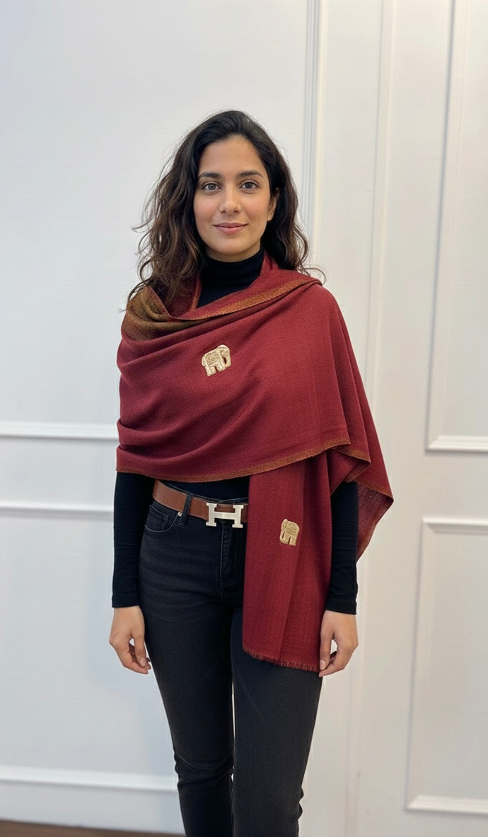 Moonlight zari stole with Elephant