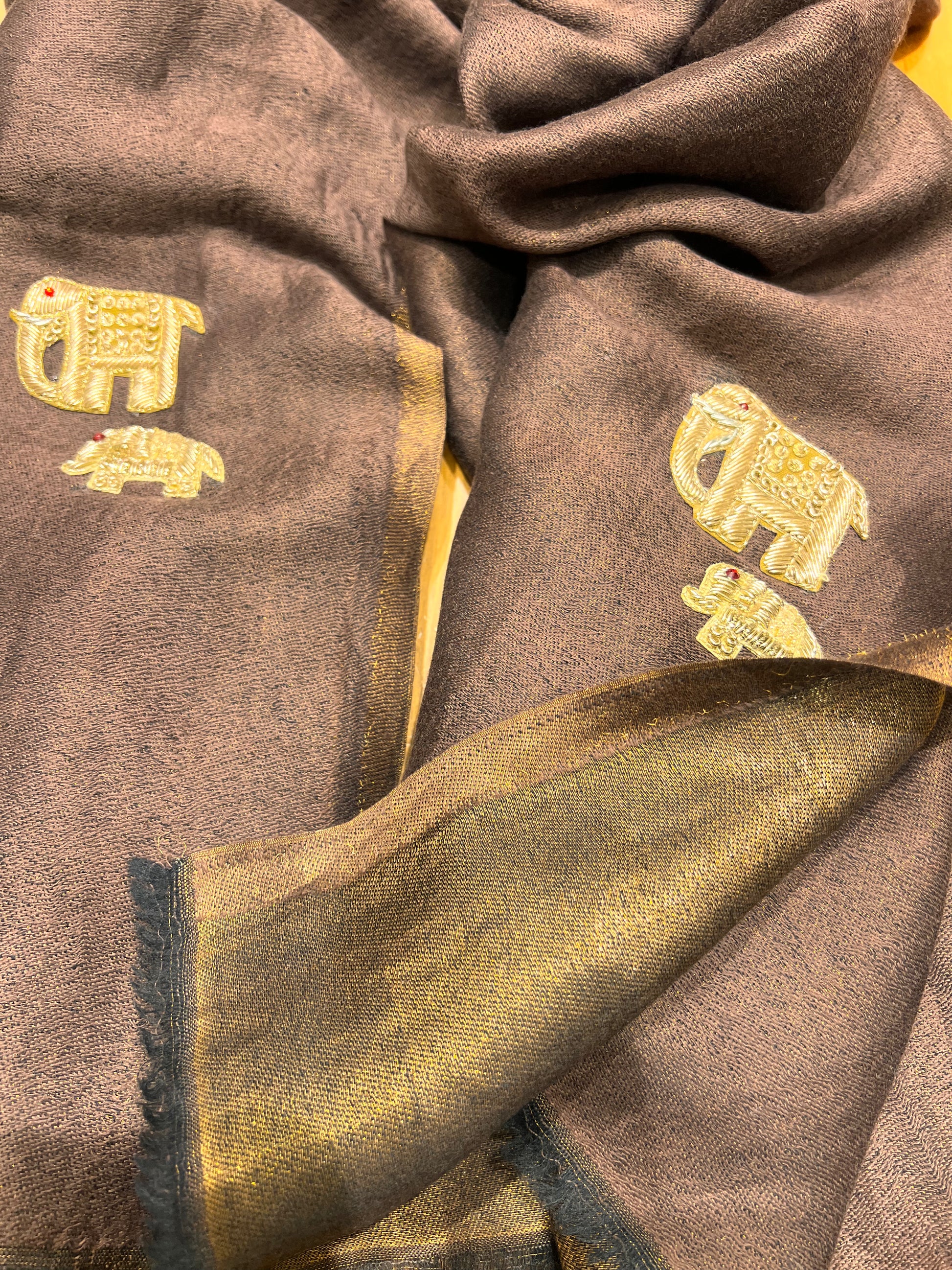 Moonlight zari stole with Elephant