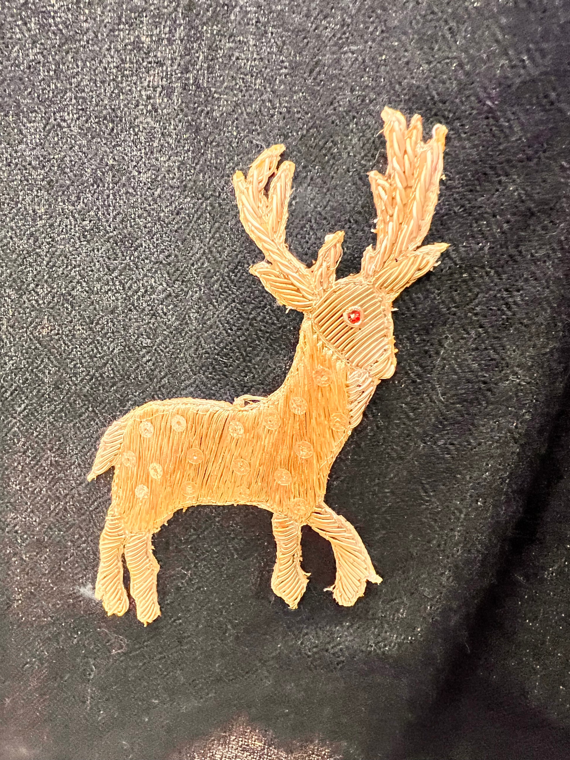 Deer Motif Stole Black