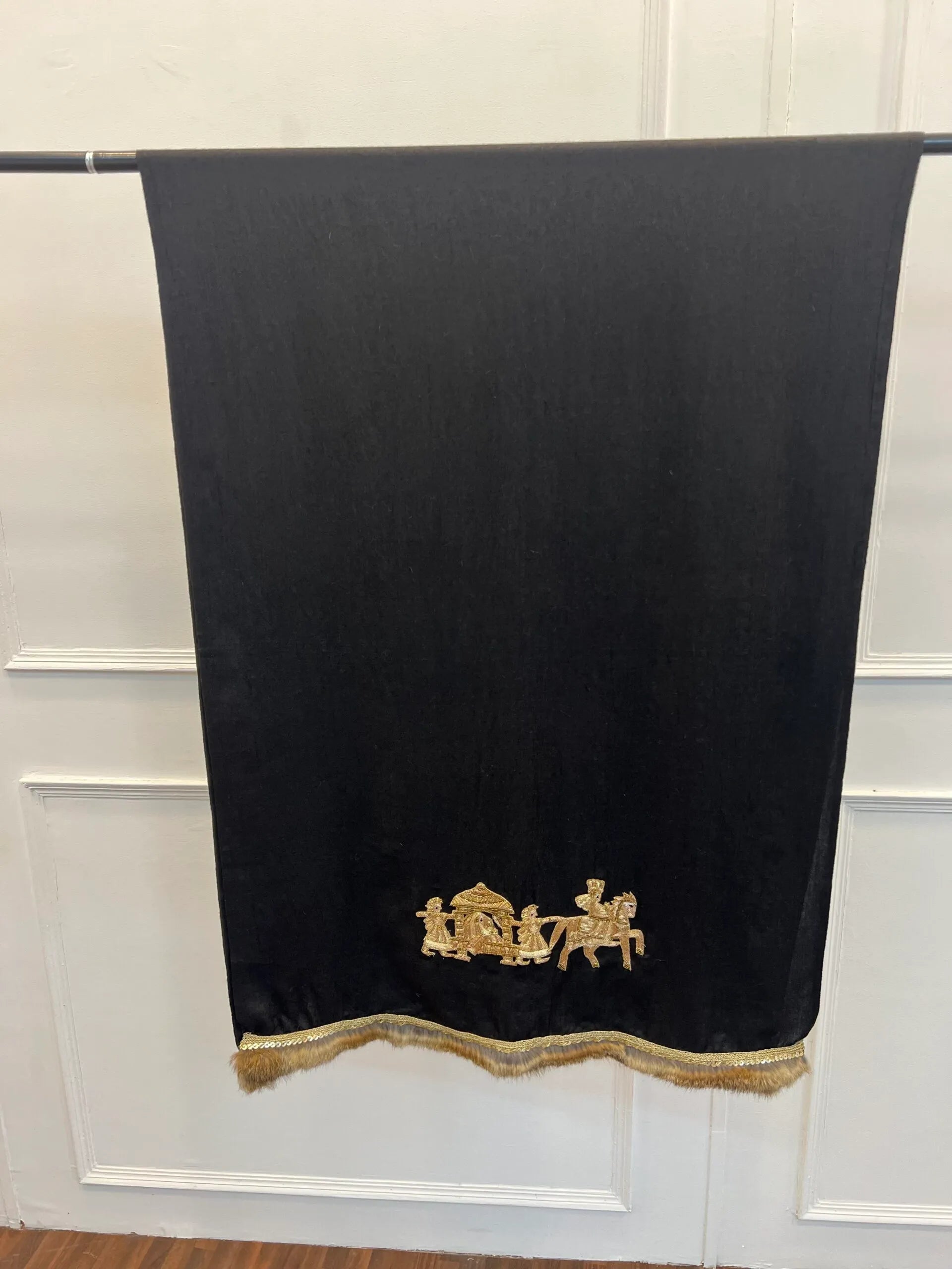 Women Black Bridal Doli Patch Work Stole