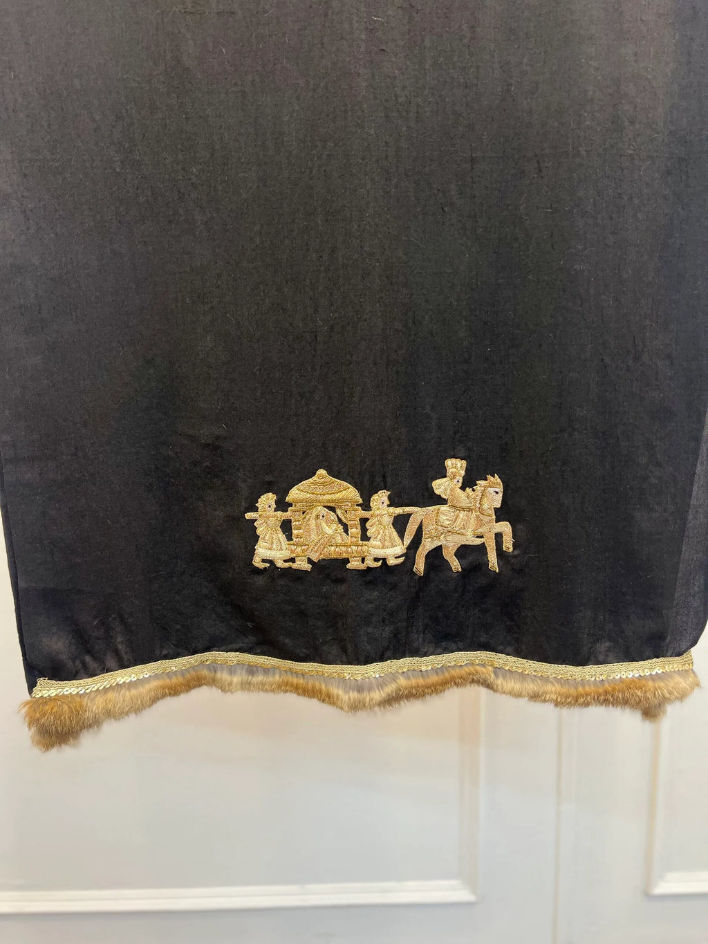 Women Black Bridal Doli Patch Work Stole