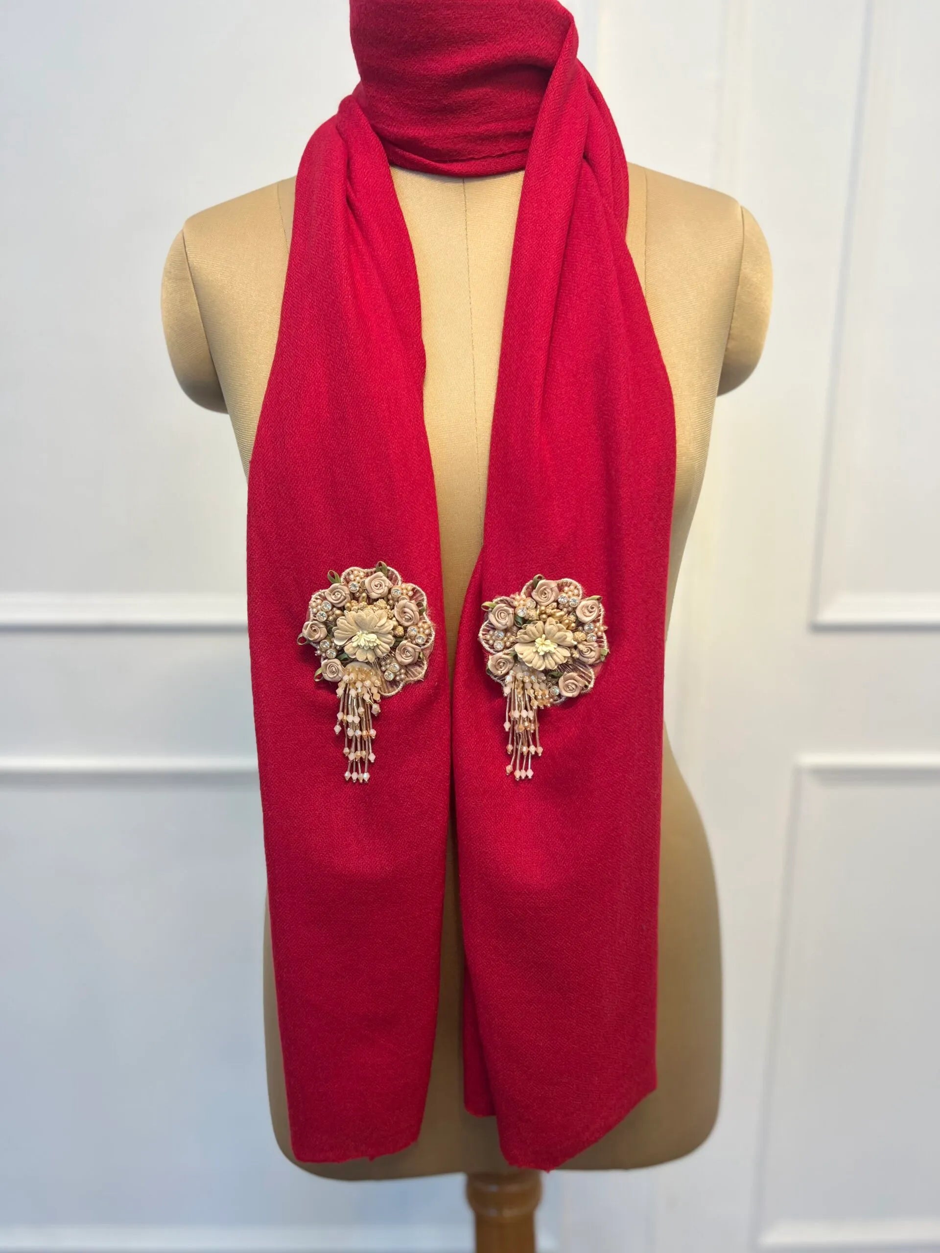 Red Women Stole with patch work
