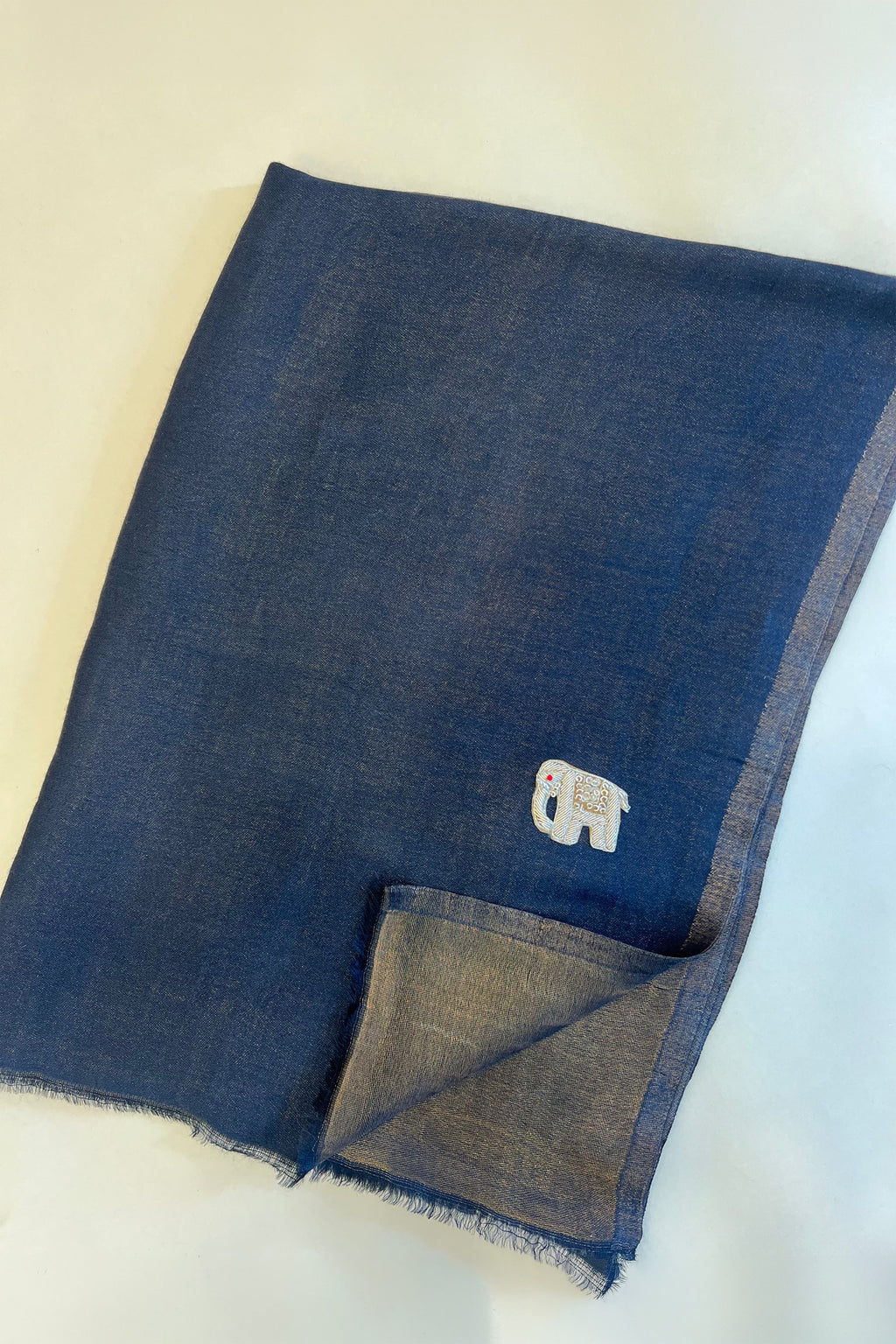 Moonlight zari stole with Elephant