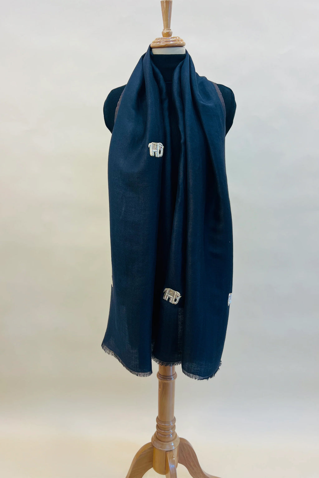 Moonlight zari stole with Elephant
