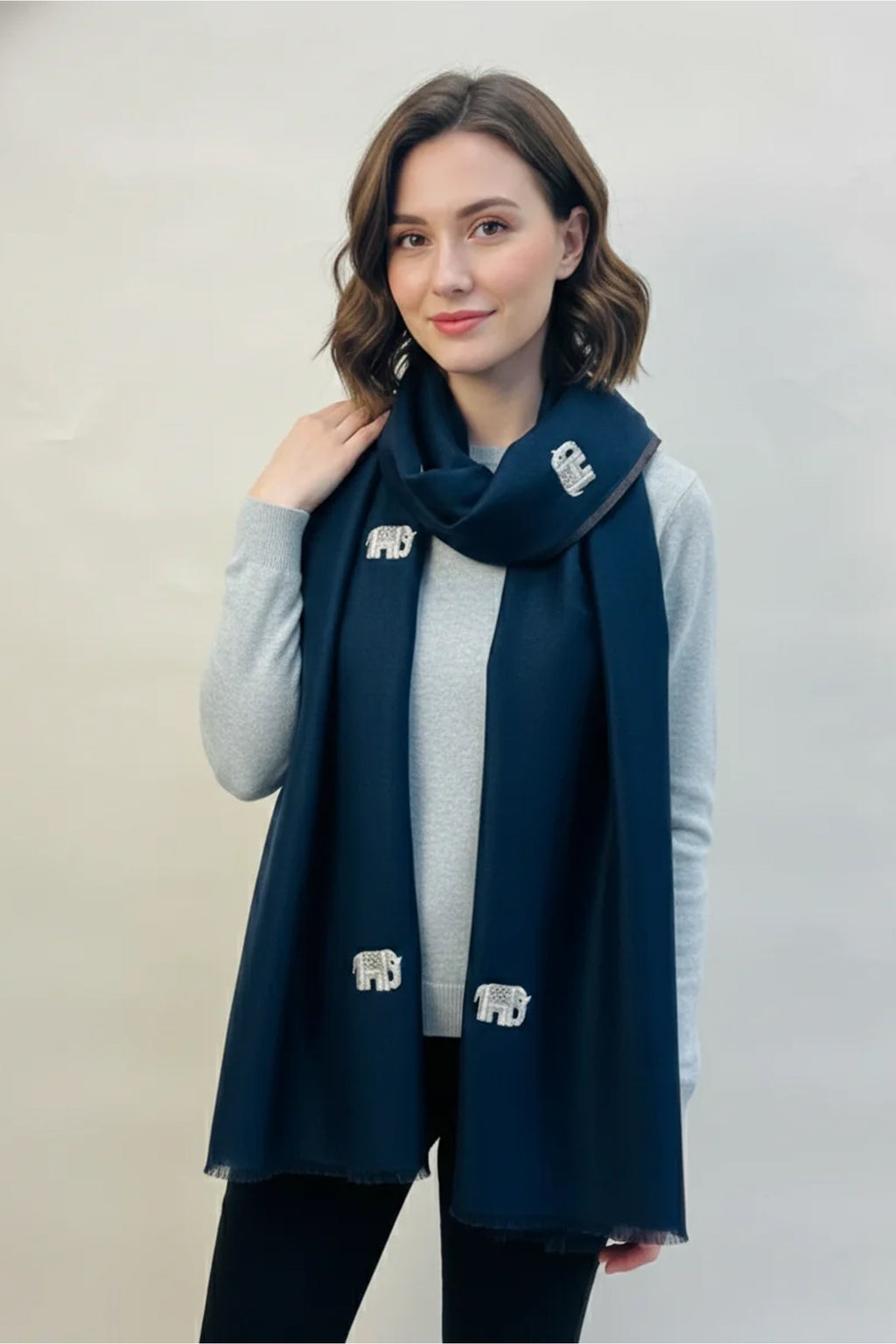 Moonlight zari stole with Elephant