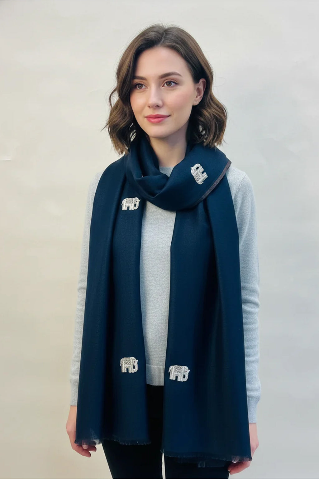 Moonlight zari stole with Elephant