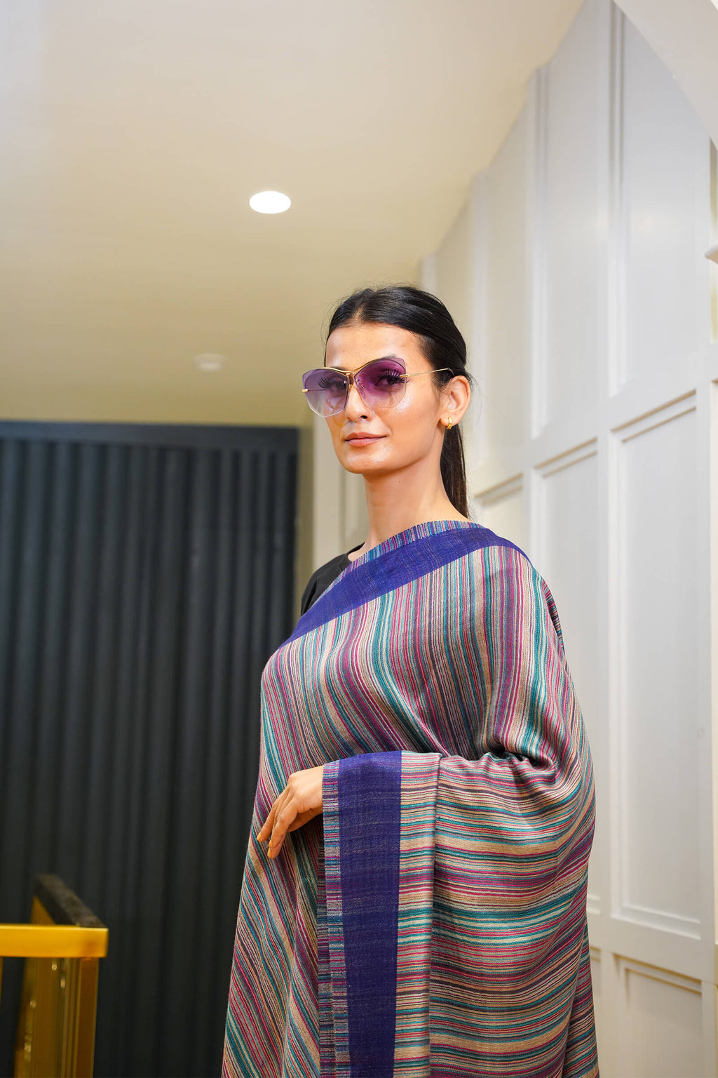 Women Reversible Stole Indigo