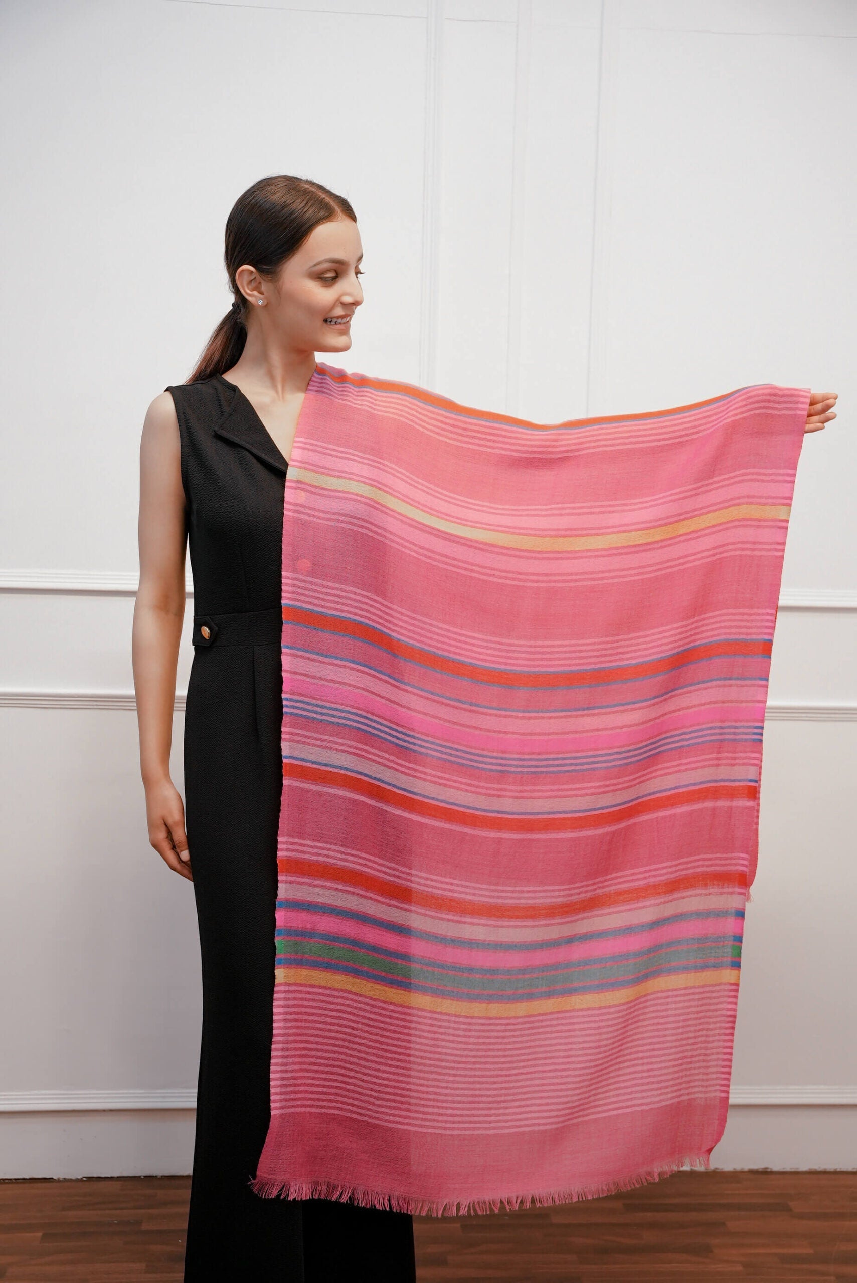 Multi Stripe Pink Stole