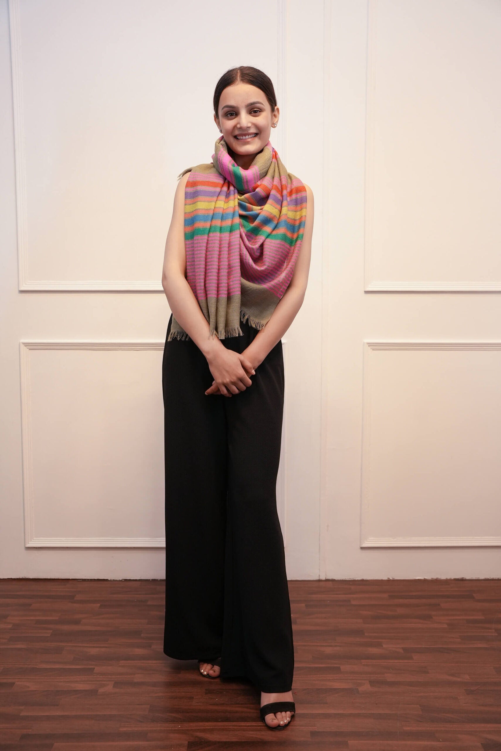 Multi Stripe Beige Stole