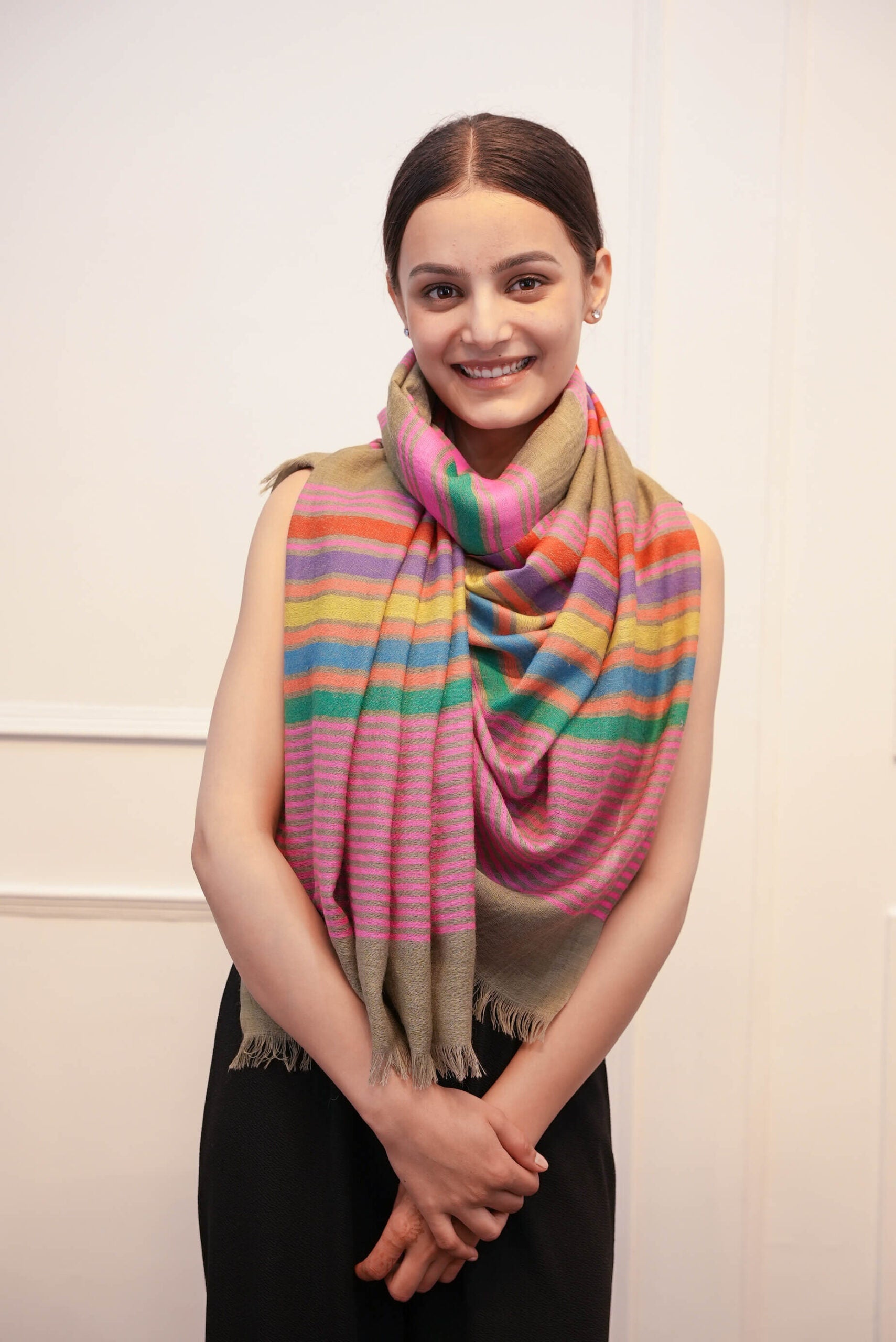 Multi Stripe Beige Stole