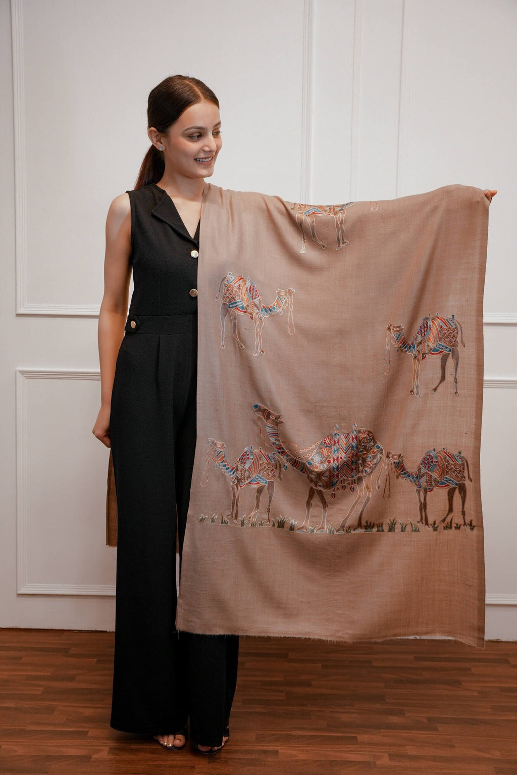 Pashmina Camel Designed Stole