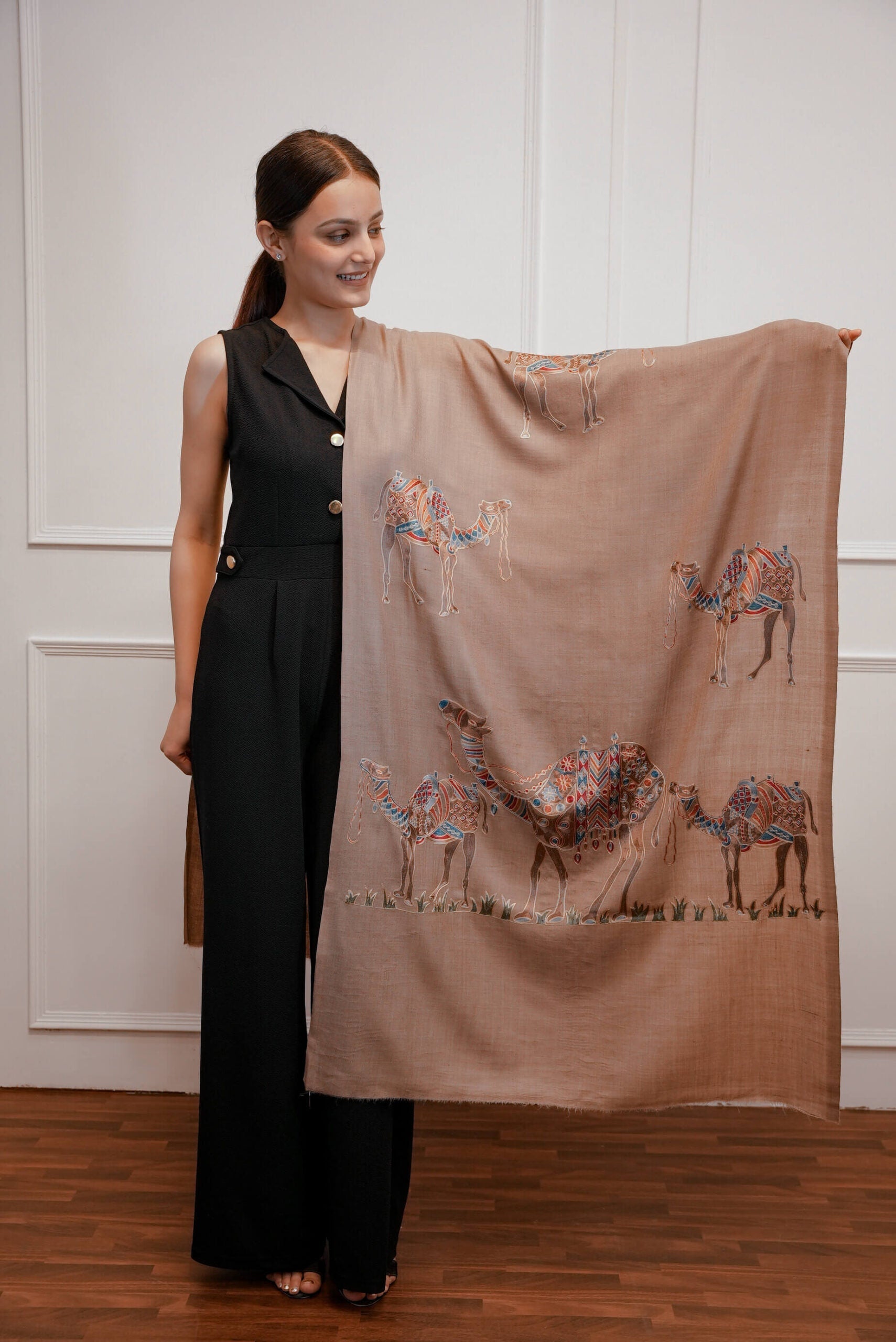 Pashmina Camel Designed Stole