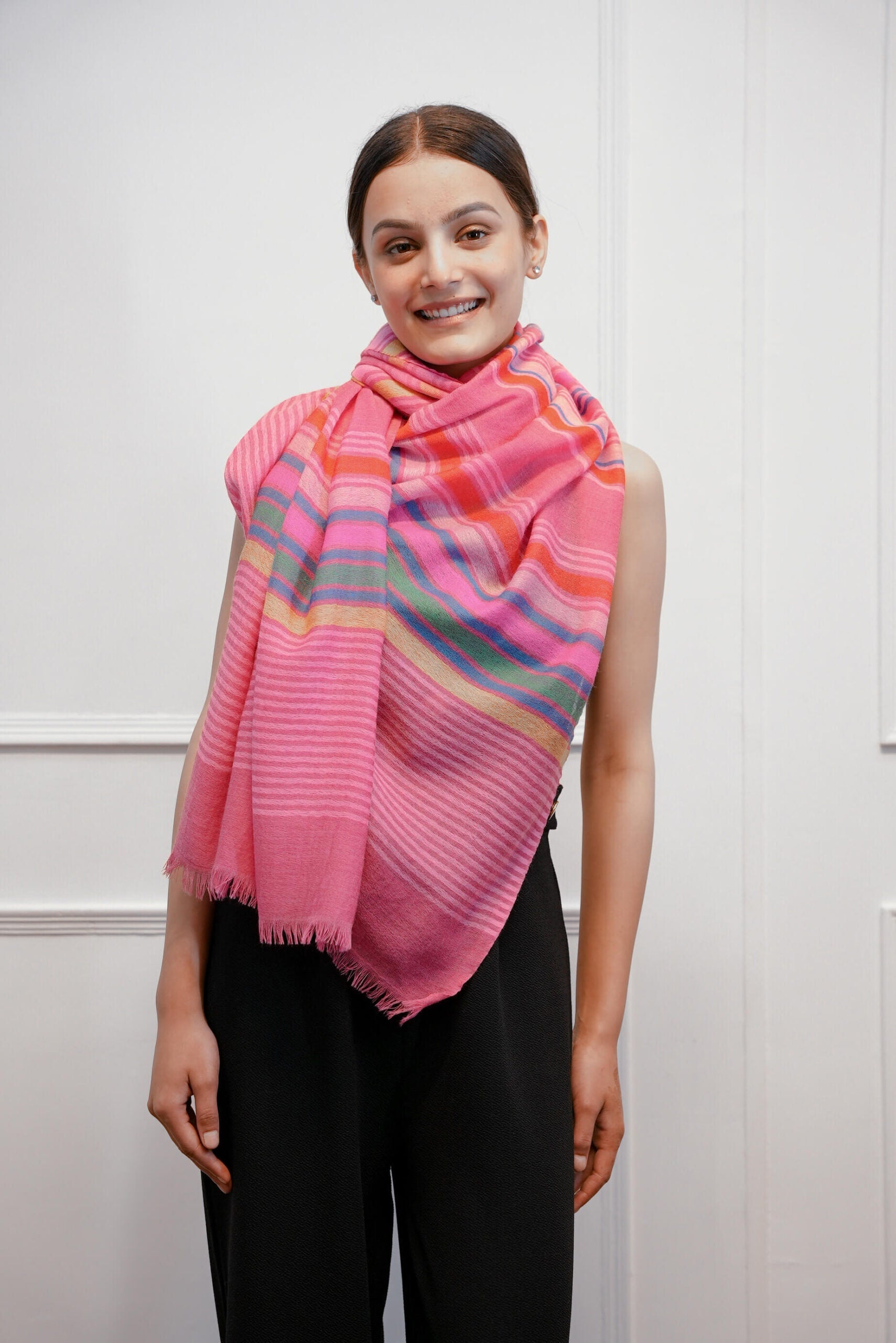 Multi Stripe Pink Stole