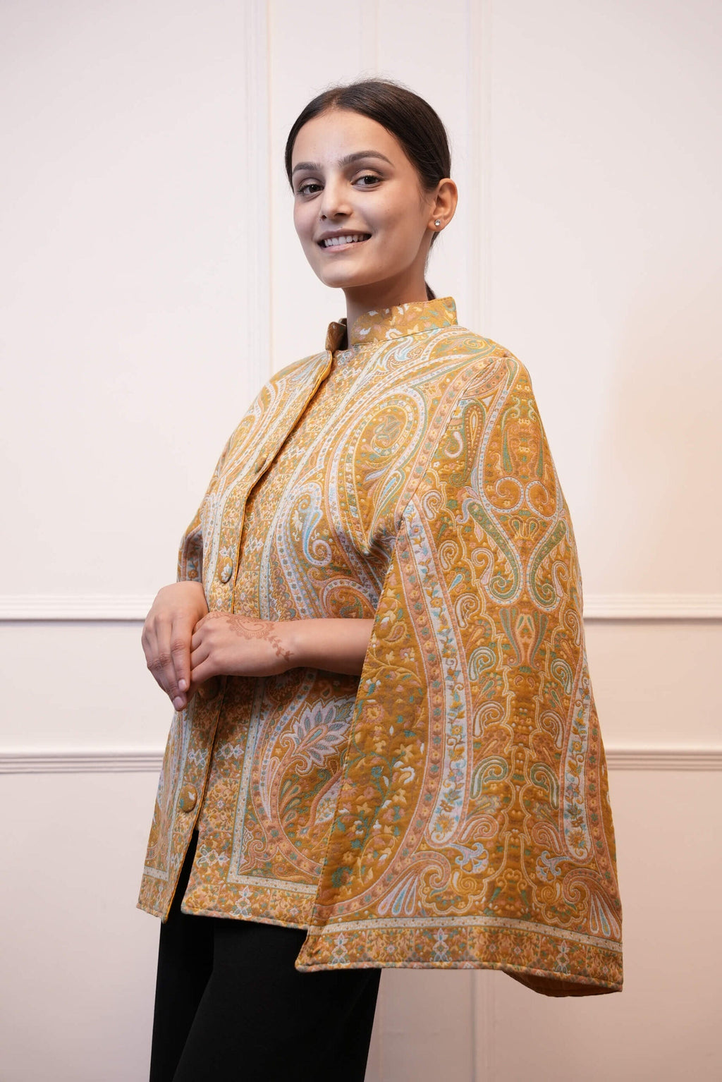 Women Kani Cape Coat Yellow