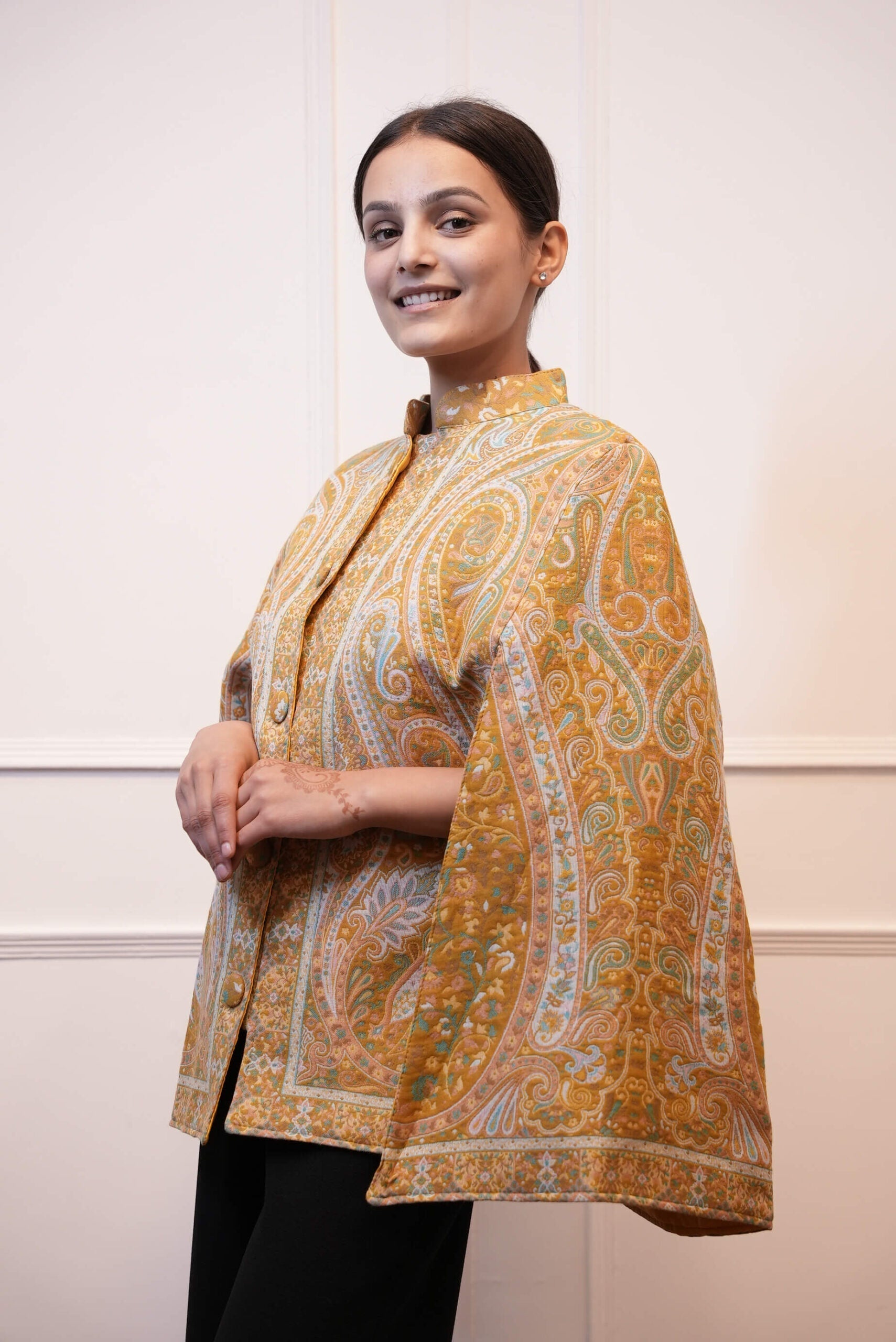 Women Kani Cape Coat Yellow