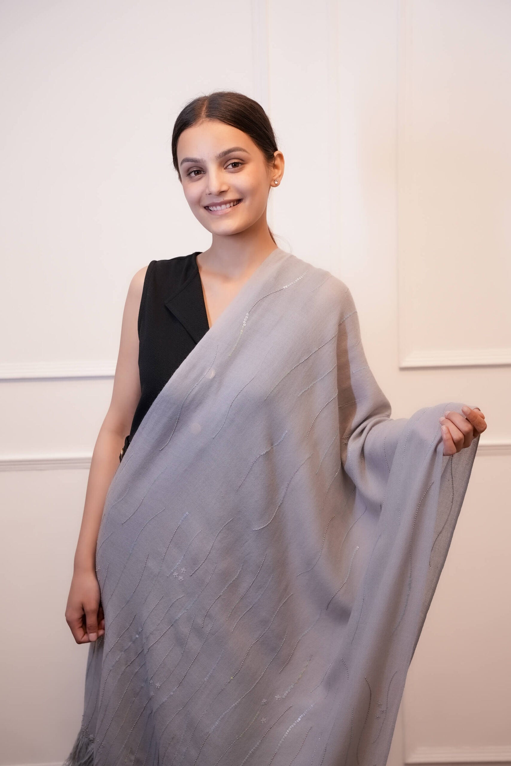 Cashmere Wool Stole  With Feather