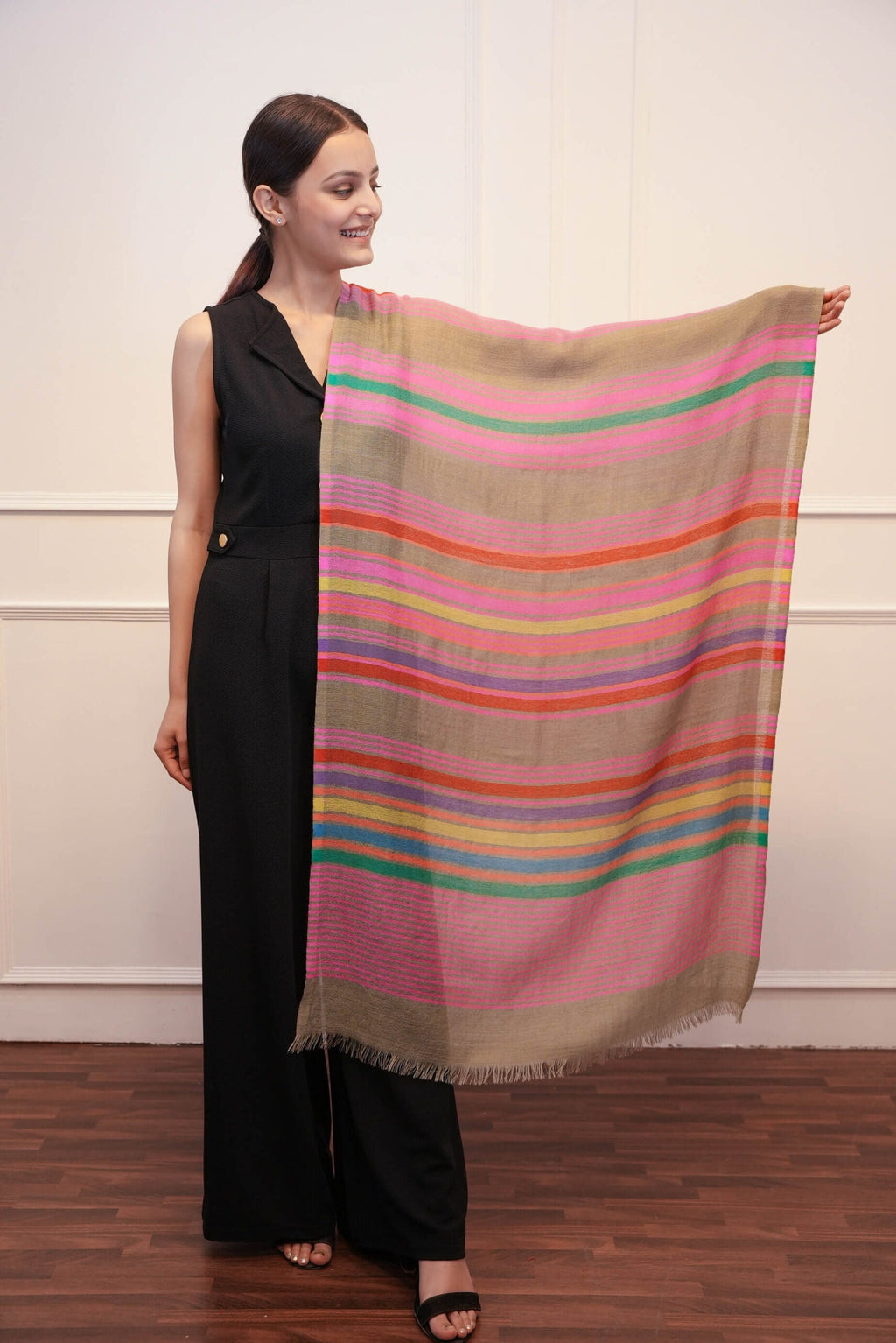 Multi Stripe Beige Stole