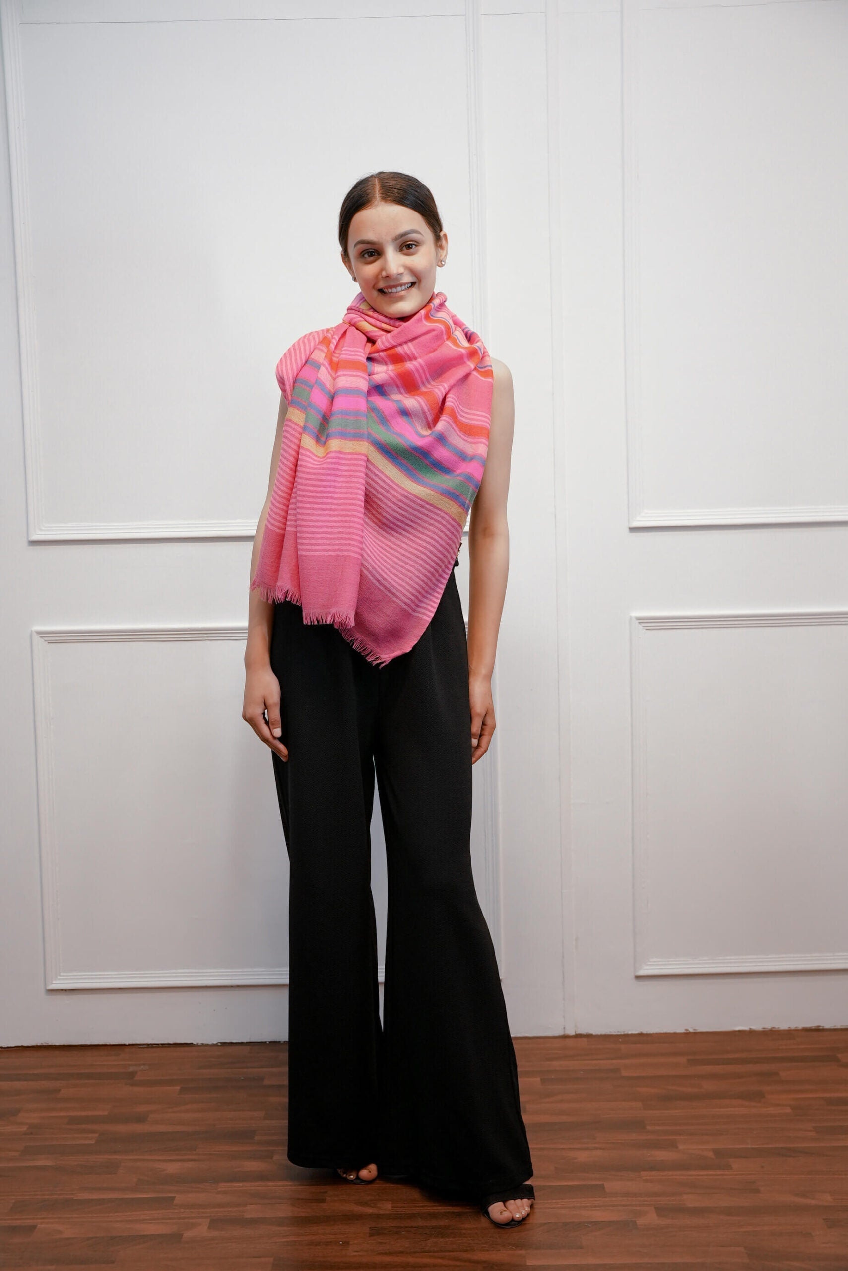 Multi Stripe Pink Stole