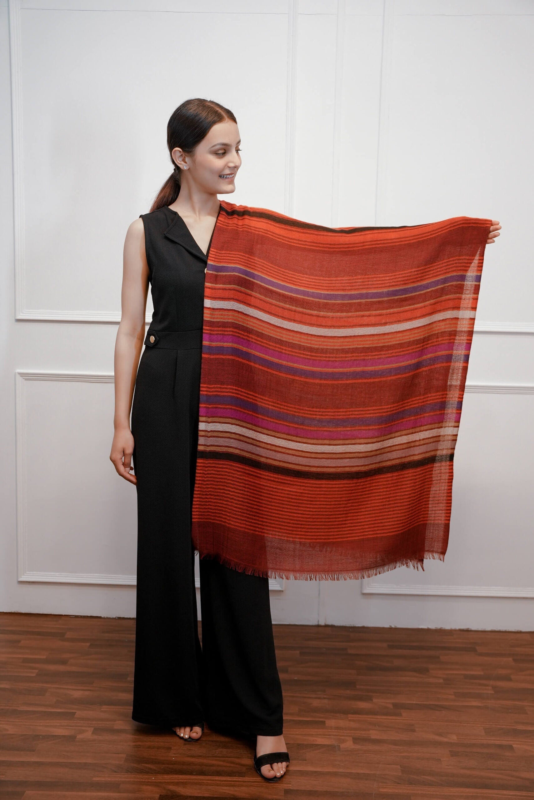 Multi Stripe Dark Mehrun Stole