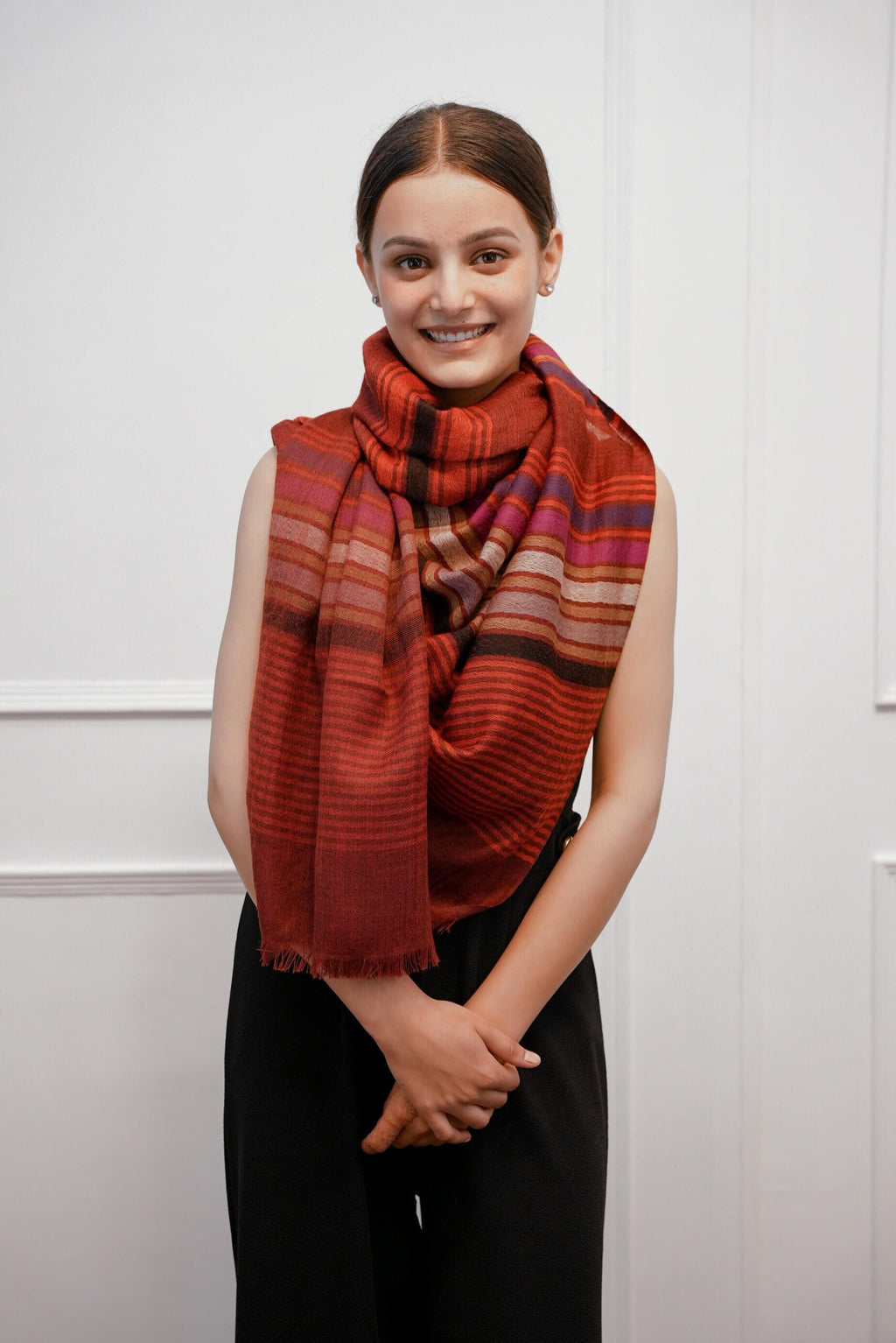 Multi Stripe Dark Mehrun Stole