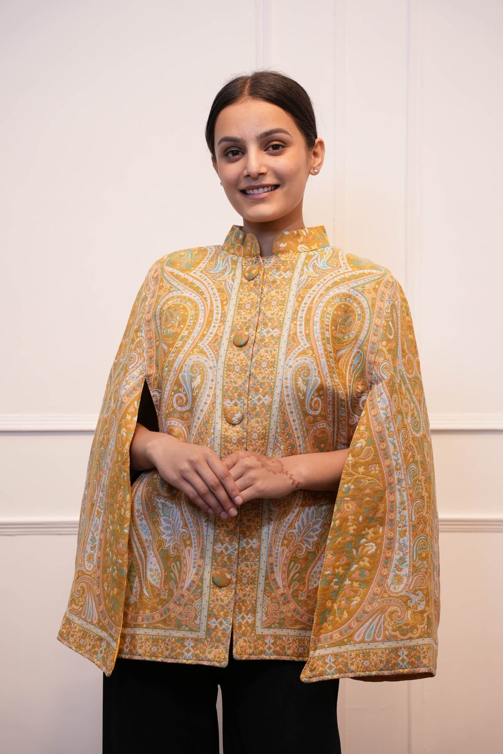 Women Kani Cape Coat Yellow