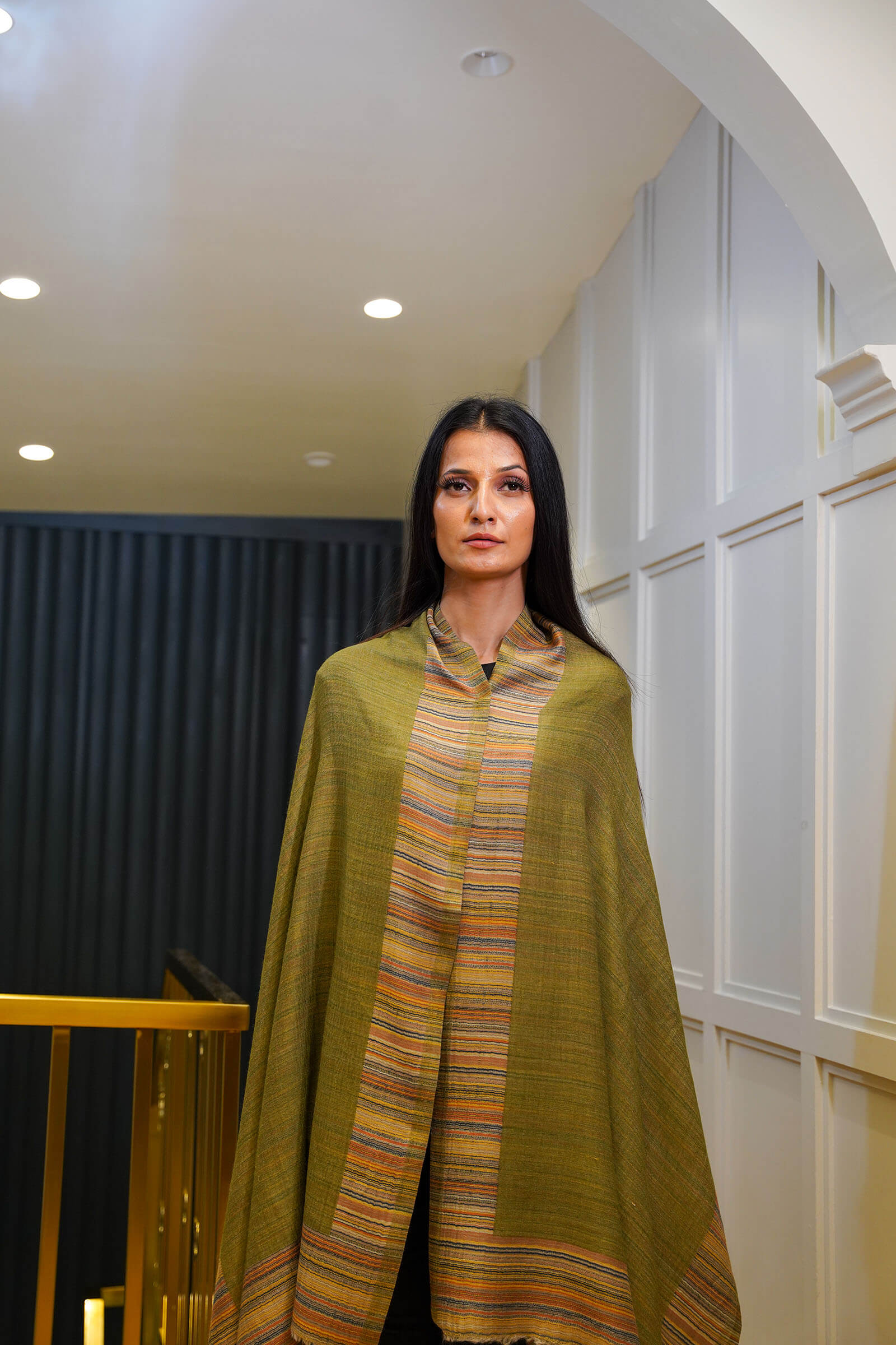 Women Reversible Stole Olive
