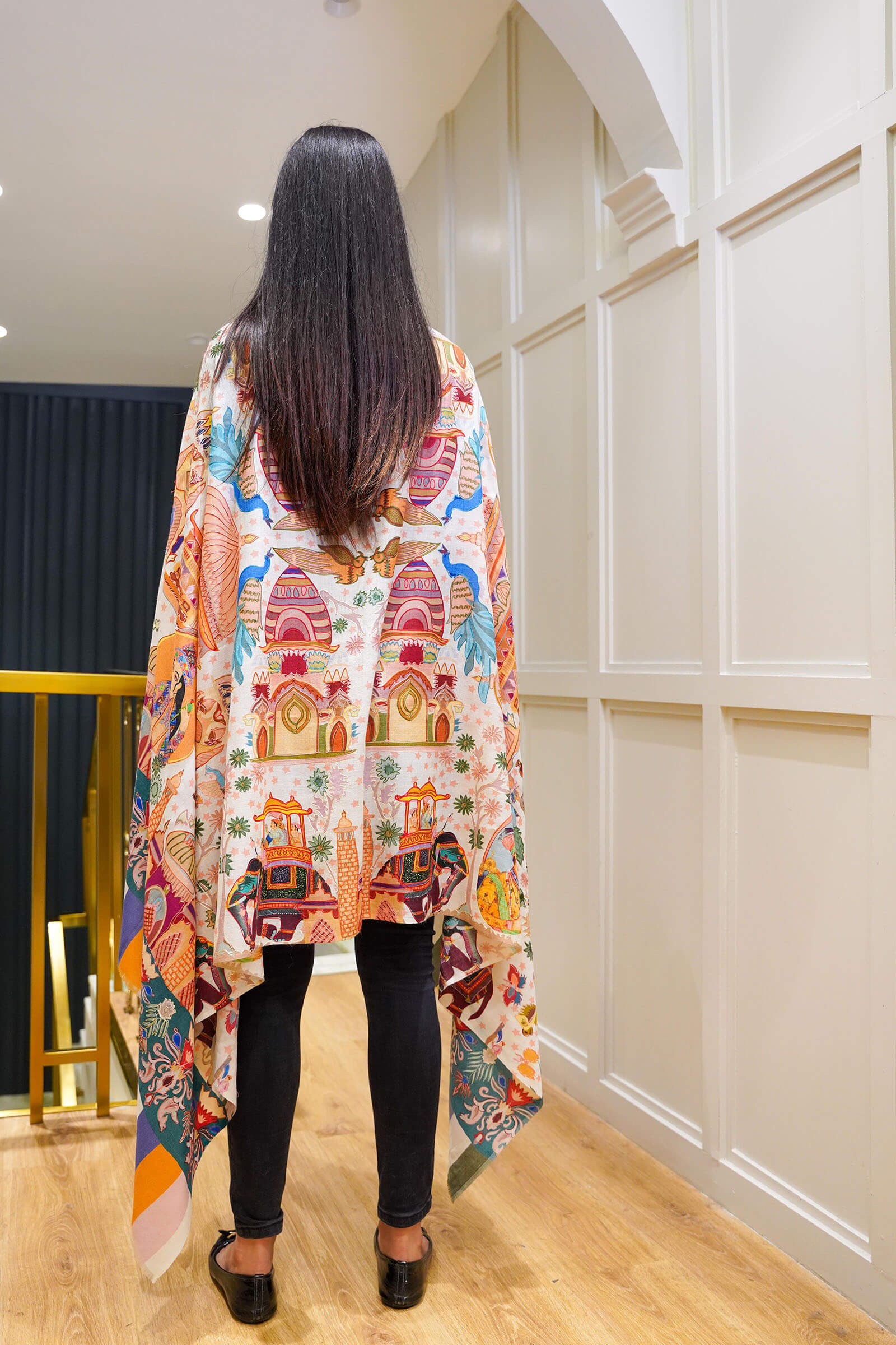 Mughal Darbar Ethnic Kashmiri Kalamkari Shawl