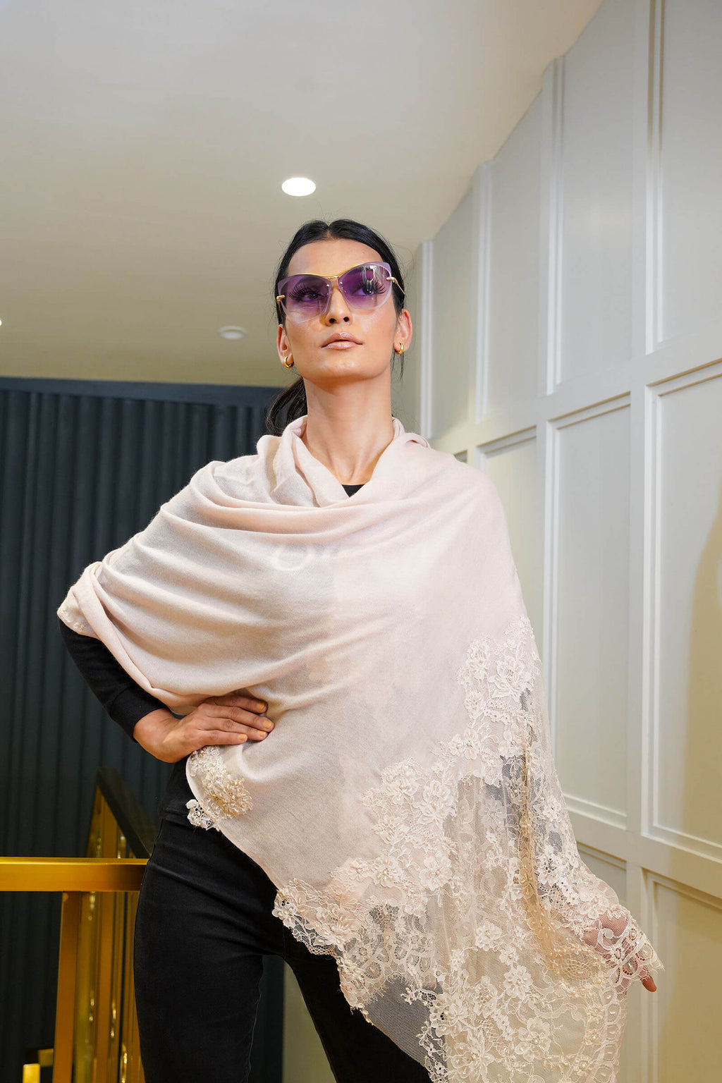Chantiley Center Panel Scarf Cashmere