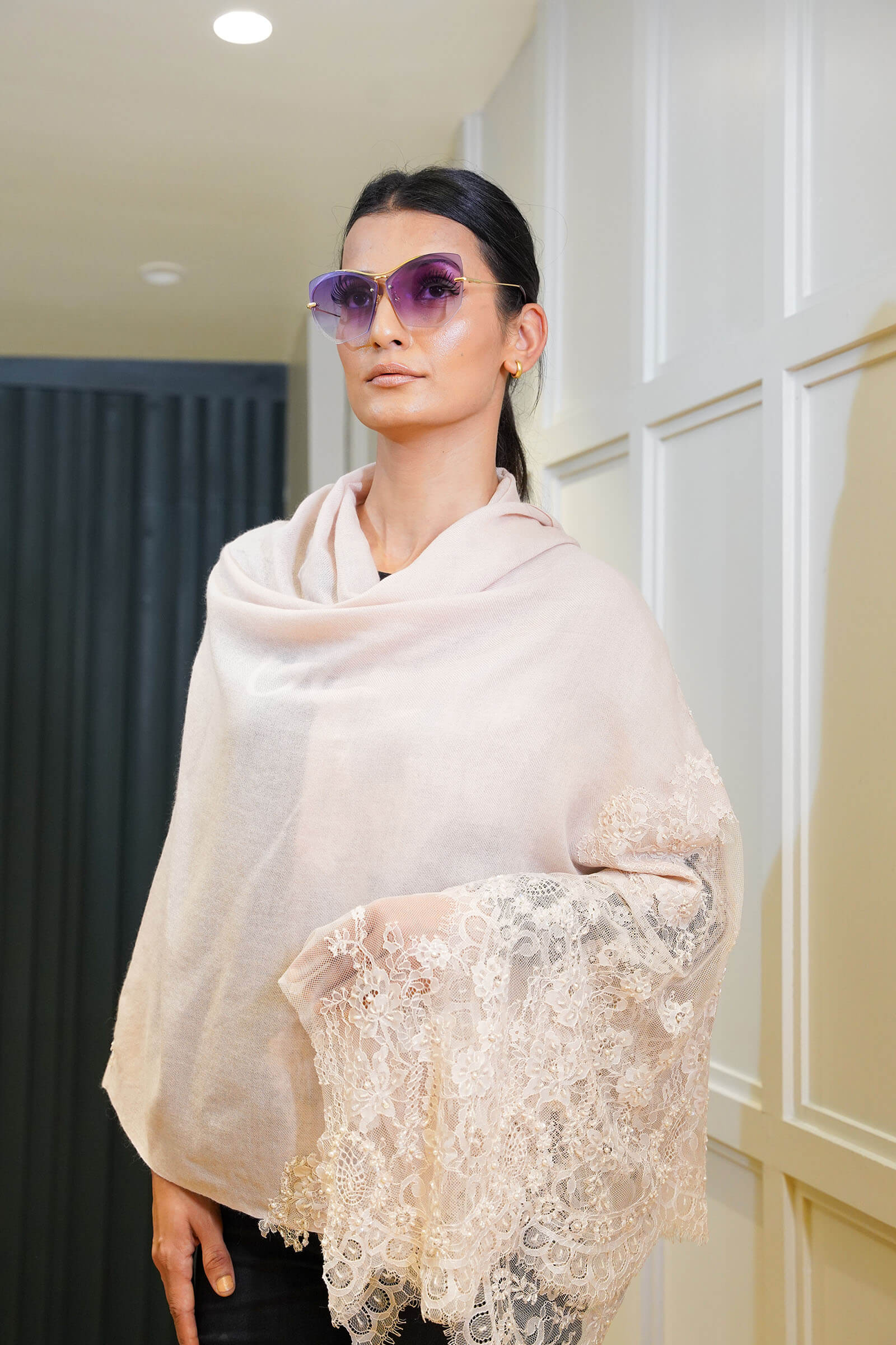 Chantiley Center Panel Scarf Cashmere