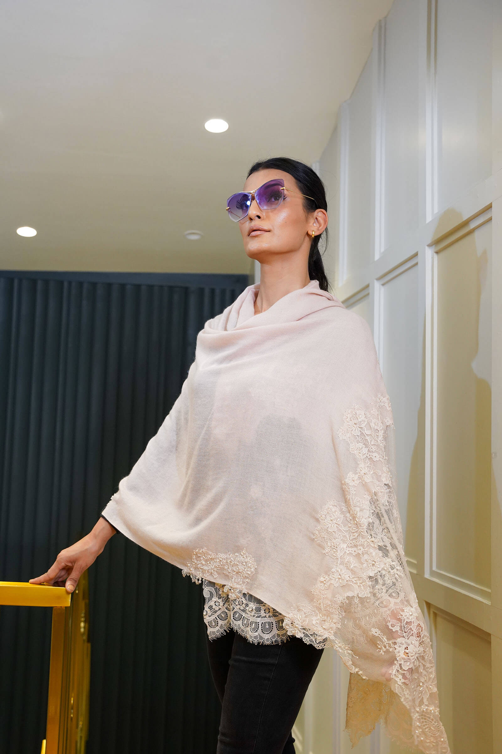 Chantiley Center Panel Scarf Cashmere